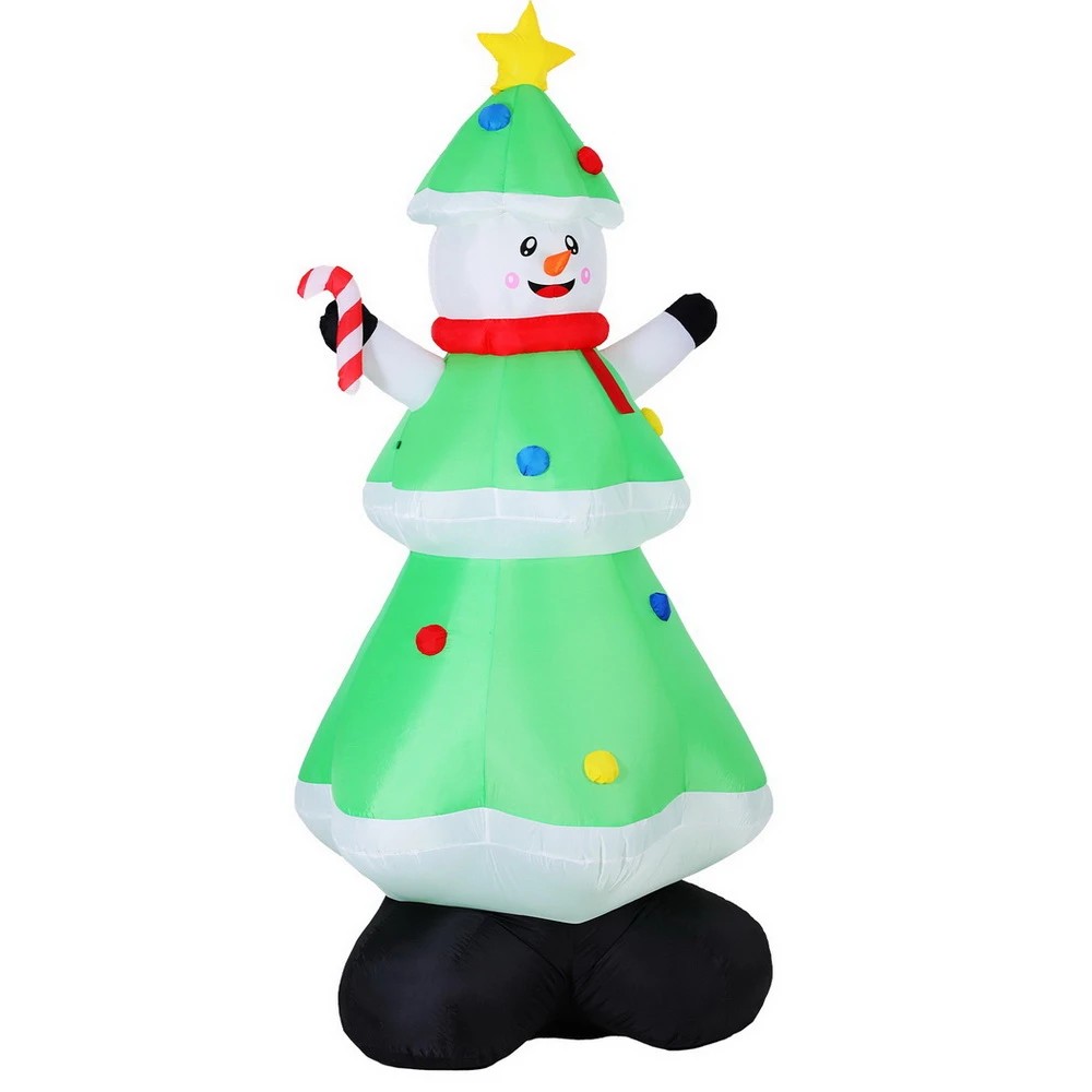 1 Jingle Jollys Christmas Inflatable Snowman Tree 2.75M Height LED Decorations Illuminated - Multi, 1 of 7