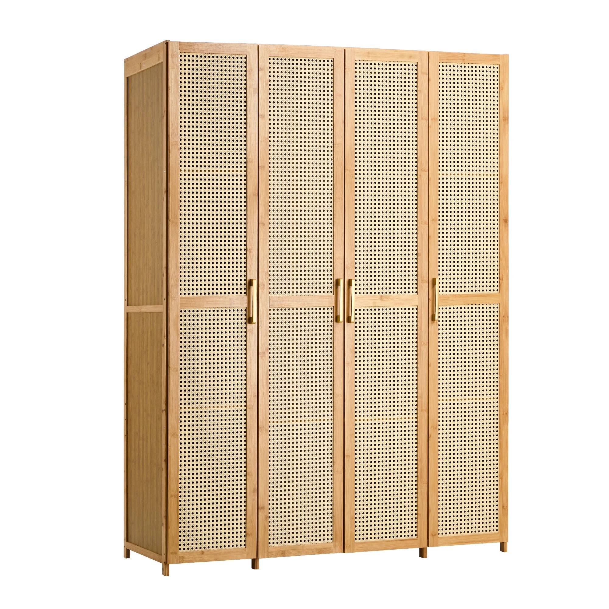 1 Oikiture Wardrobe Clothes Storage Cabinet Large Cupboard 4 Doors 10 Shelves - Natural, 1 of 5