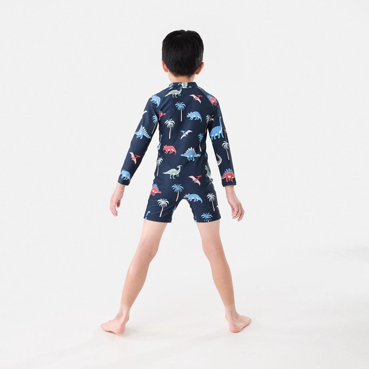 2 Long Sleeve Swimsuit Nvy Dino, 2 of 4