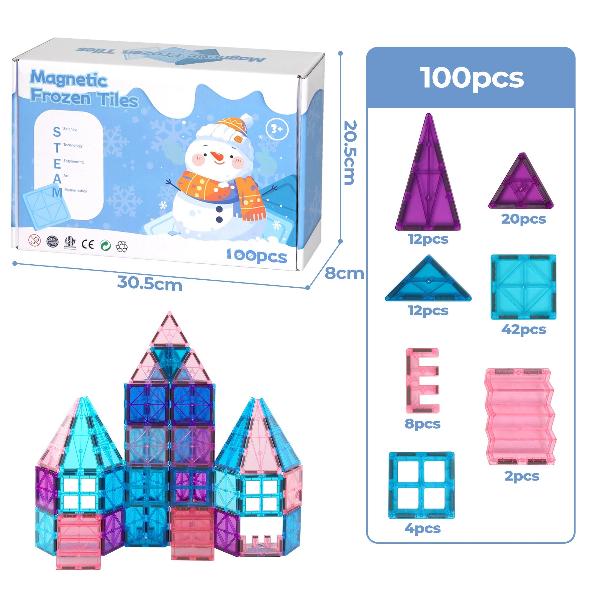 3 Bopeep Magnetic Tiles Blocks 100 Piece, 3 of 7