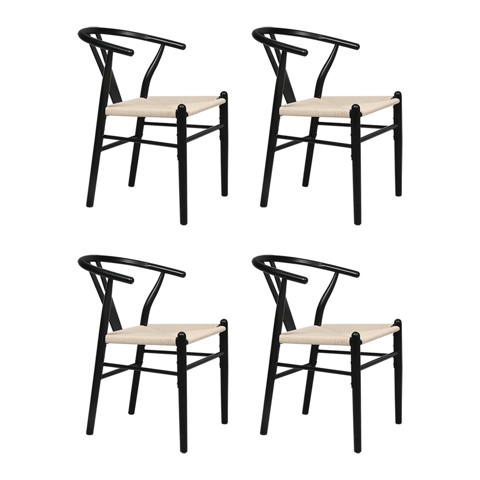 1 Levede 4x Dining Chairs Wooden Hans Wegner Chair Wishbone Chair Cafe Lounge Seat, 1 of 8