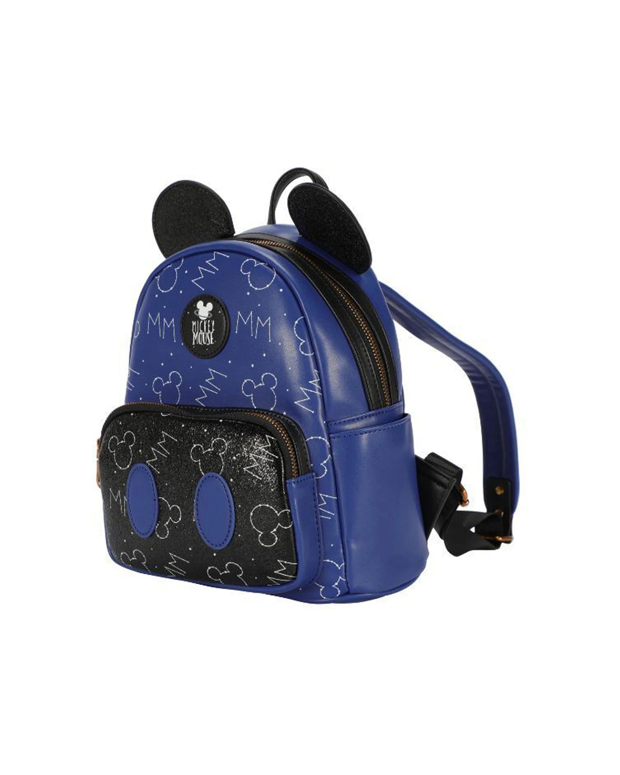 2 Disney Mickey PU Leather Backpack Kids Multi-Compartment Officially Licensed - Blue, 2 of 5