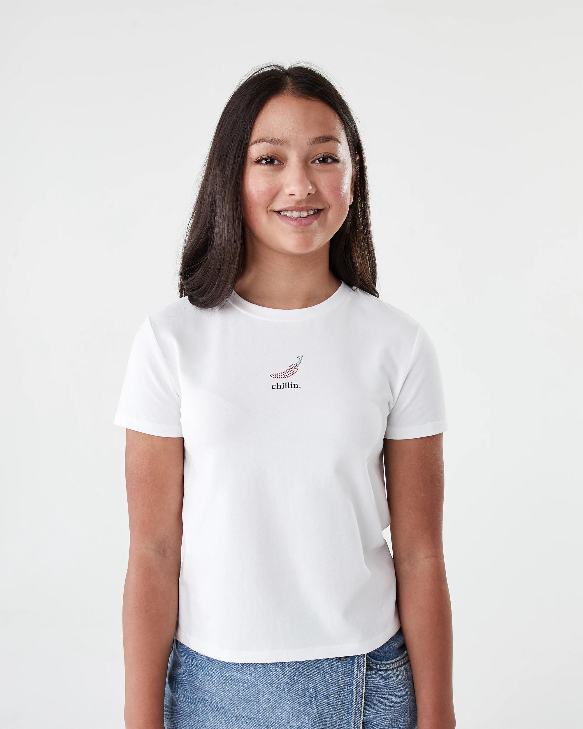 1 Short Sleeve Embellished Baby T-shirt Wht Chilli, 1 of 7