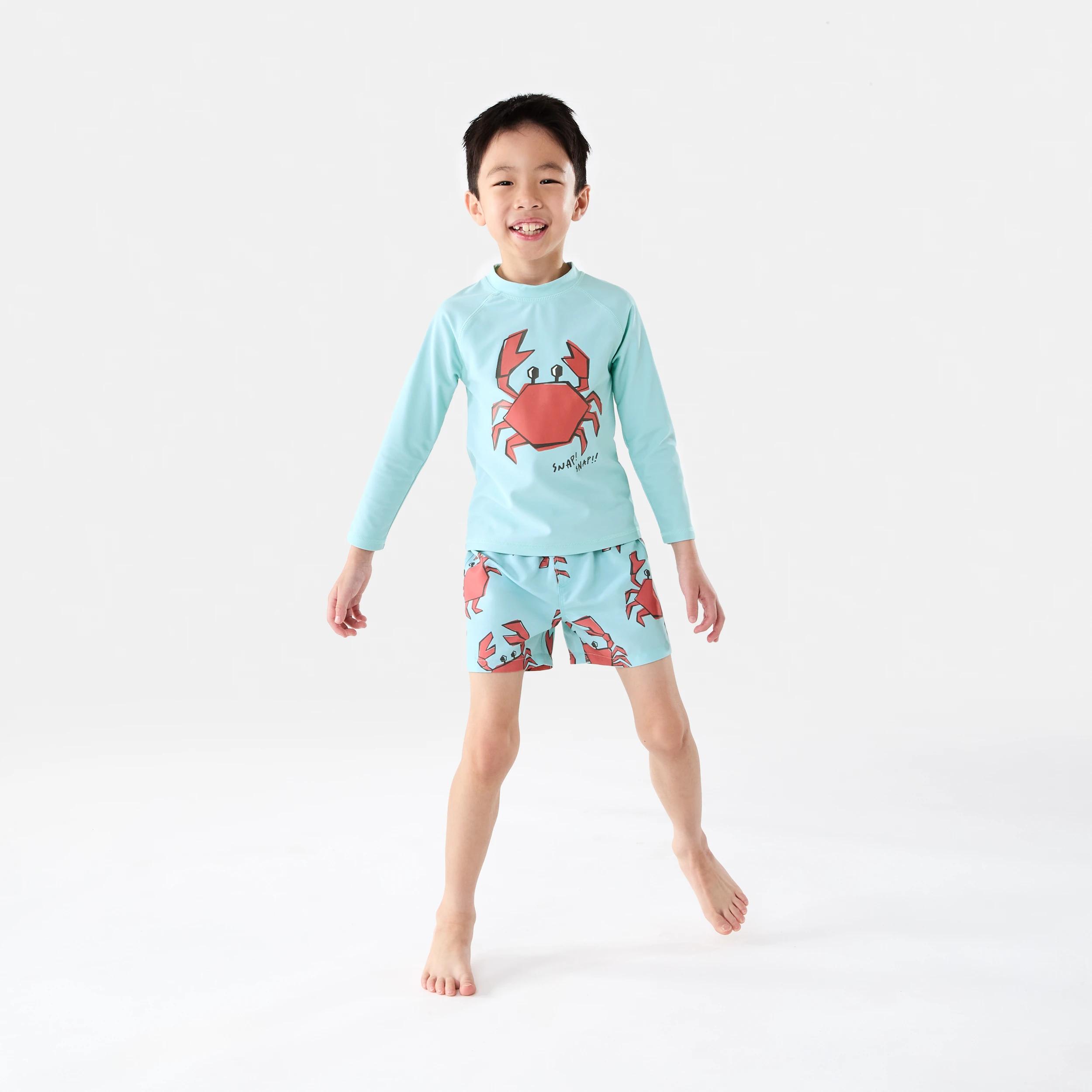6 Printed Long Sleeve Rash Vest Grn Crab, 6 of 6