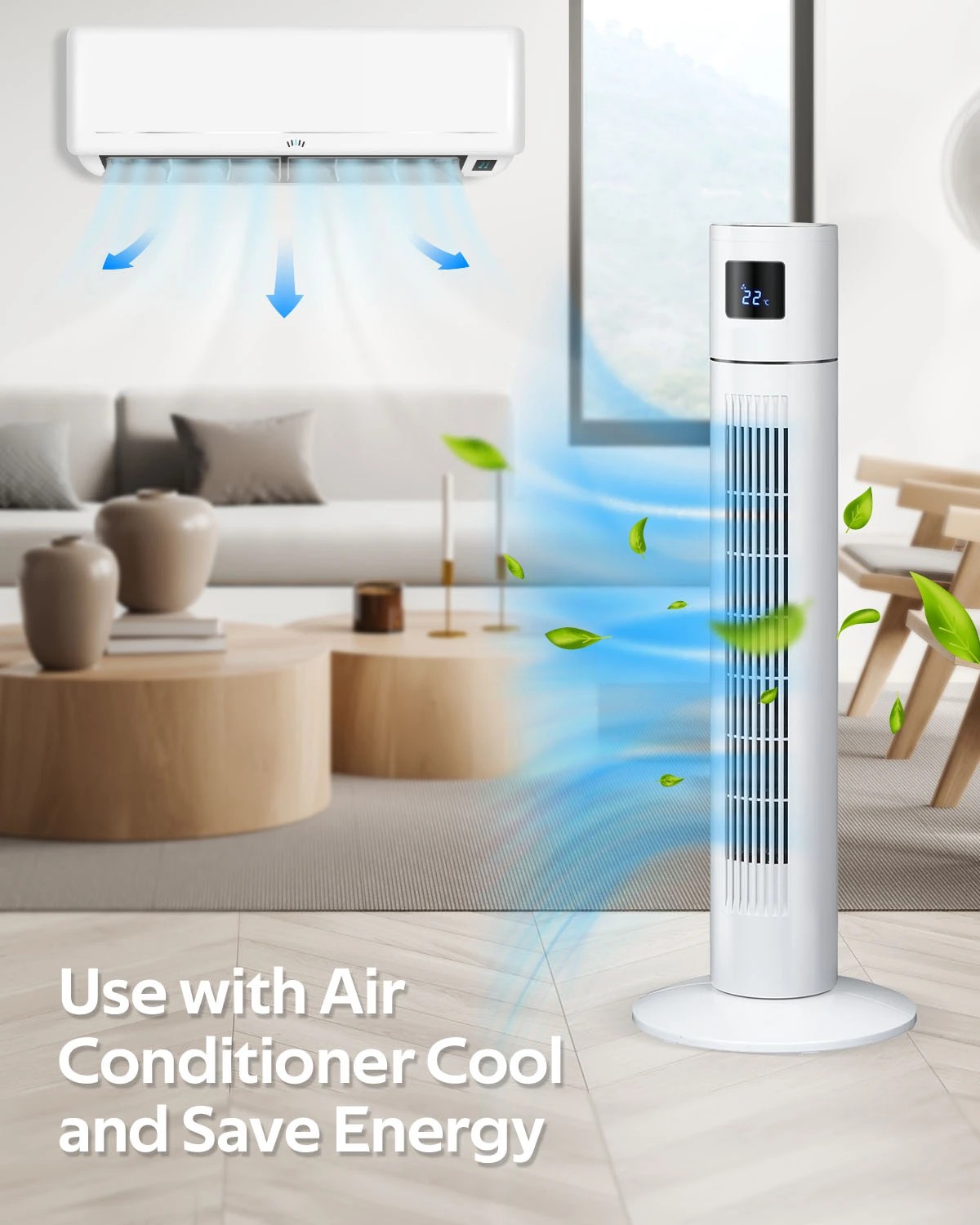 2 ADVWIN Bladeless Tower Fan for Indoor Home Large Room Bedroom Office Use, 2 of 7