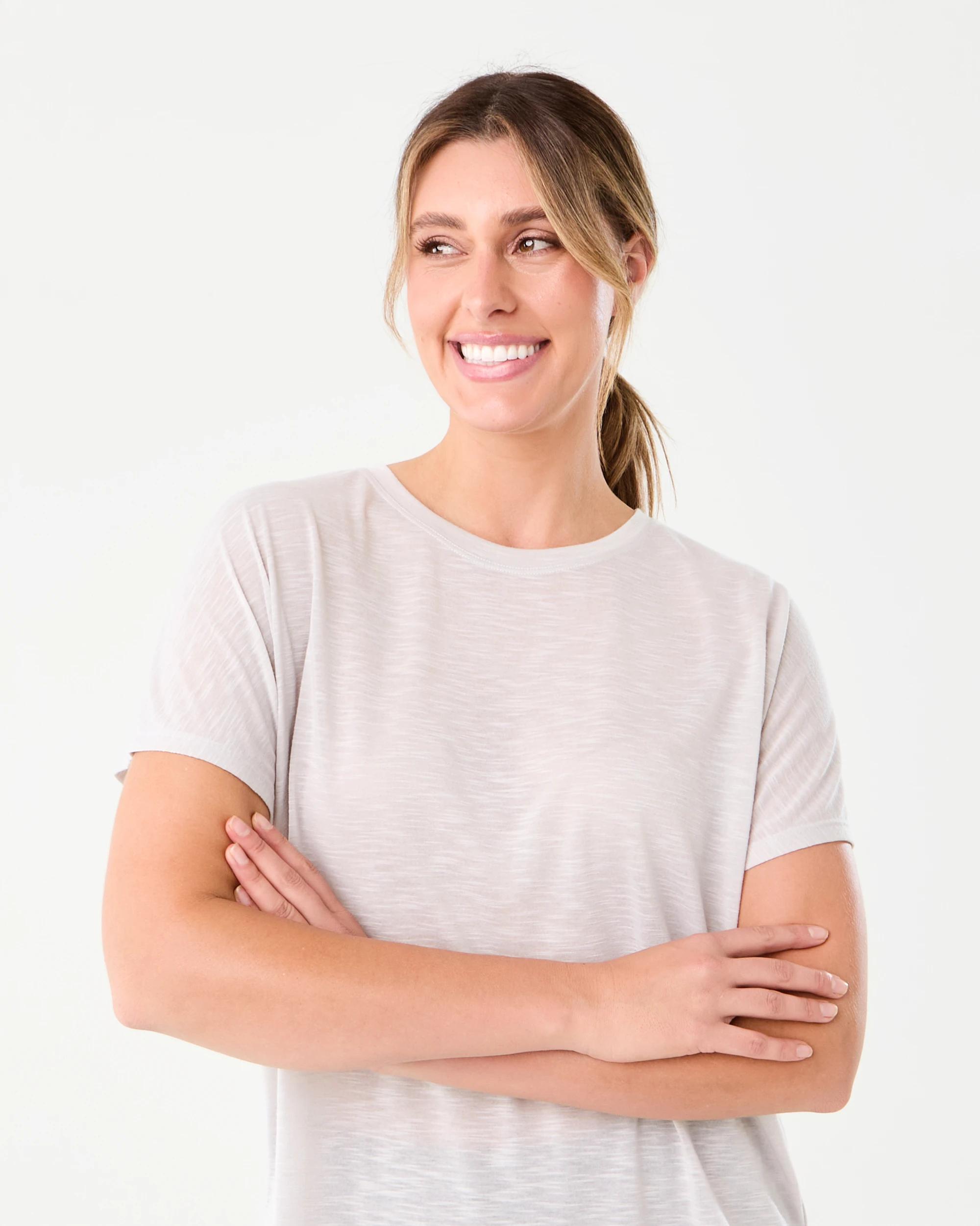 4 Active Womens Relax Sleeve T-shirt Peak Grey, 4 of 6