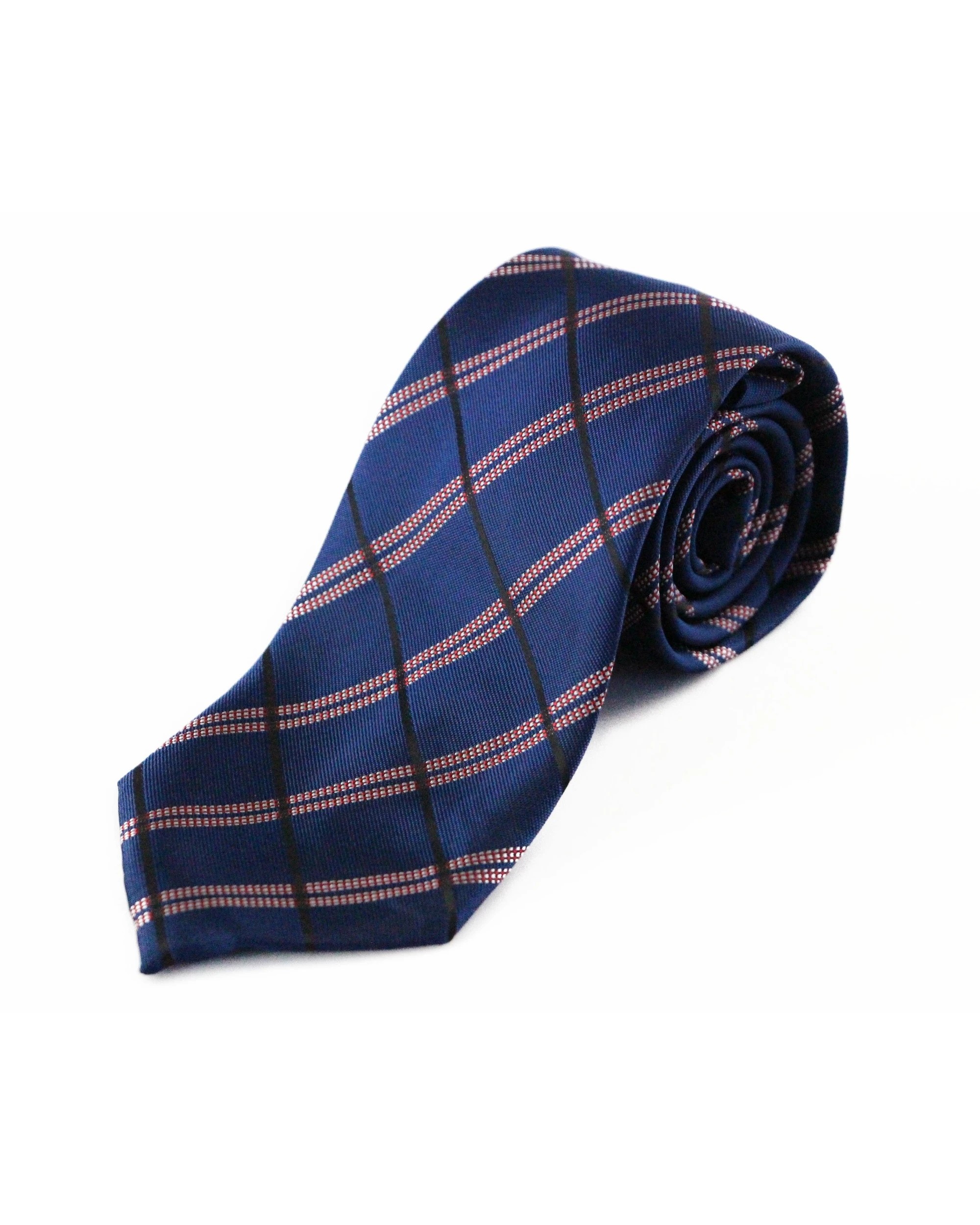 2 Zasel Mens Navy, Red & Black Striped 8cm Patterned Neck Tie, 2 of 2