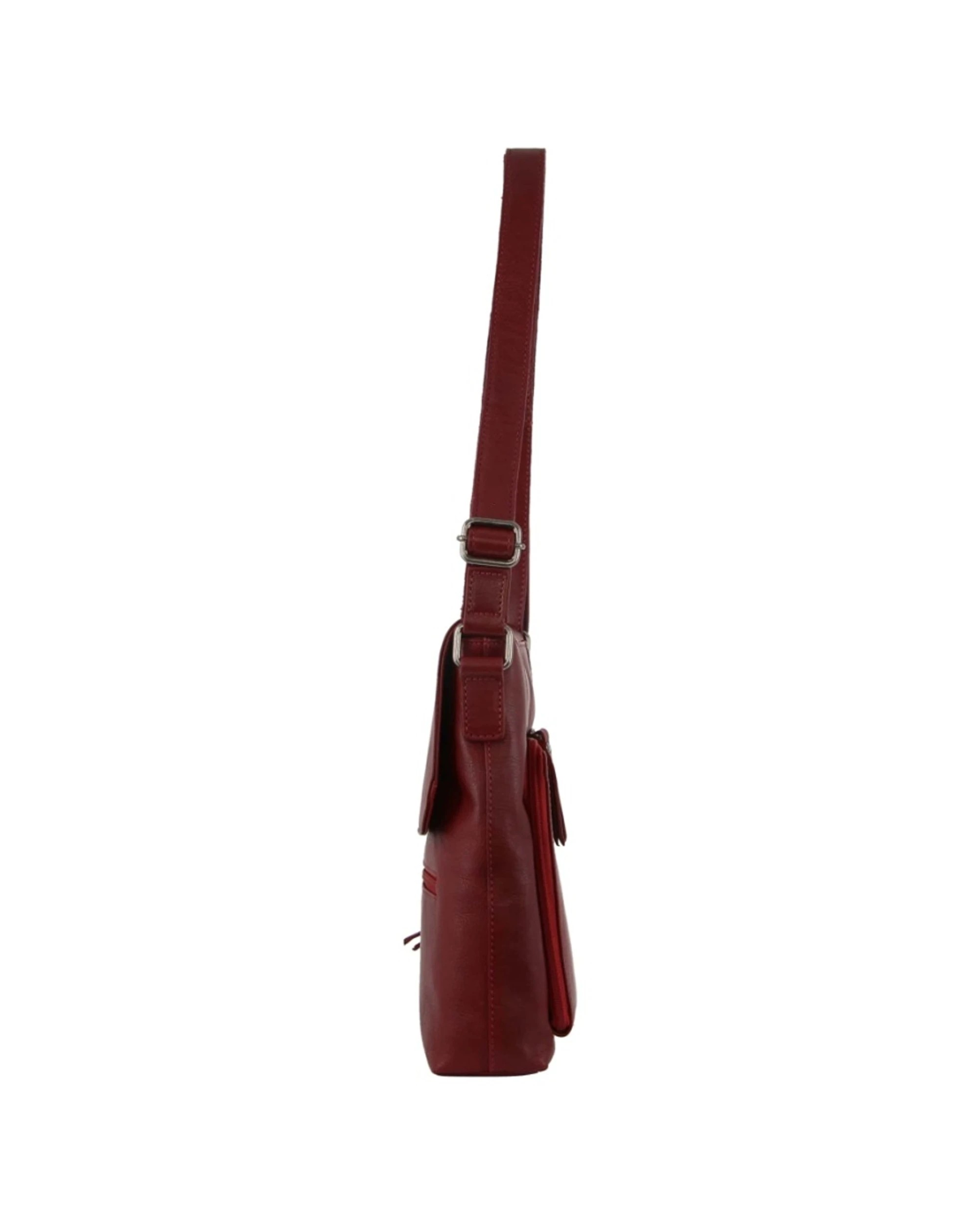 2 Milleni Women's Nappa Leather Shoulder Crossbody Bag With Zip 25x28cm - Red, 2 of 3