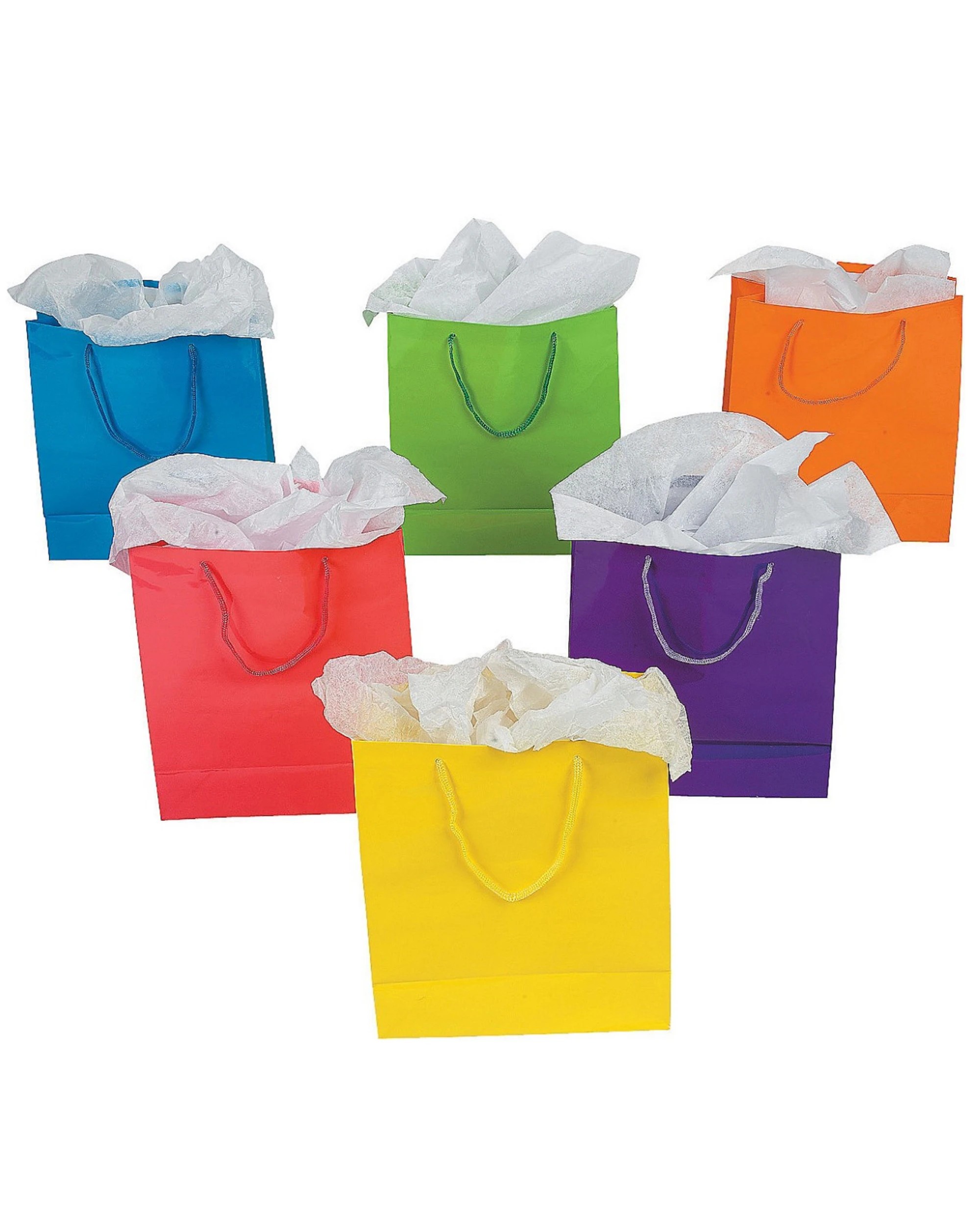 1 Fun Express Medium Coloured Paper Gift Bags Pack of 12 - Multi, 1 of 1