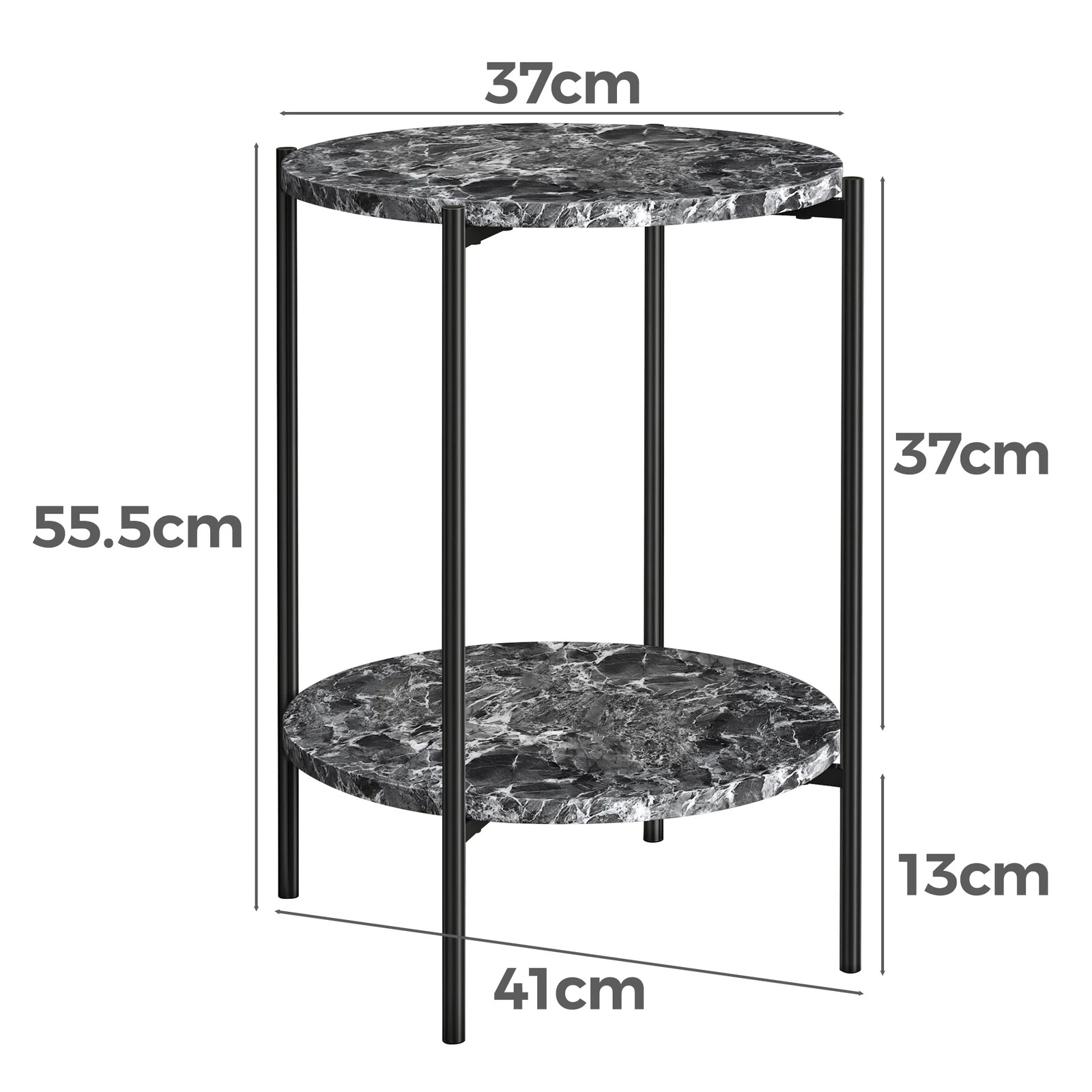 10 Alfordson Side Table Bedside Table Sofa End Nightstand - Grey, 10 of 10