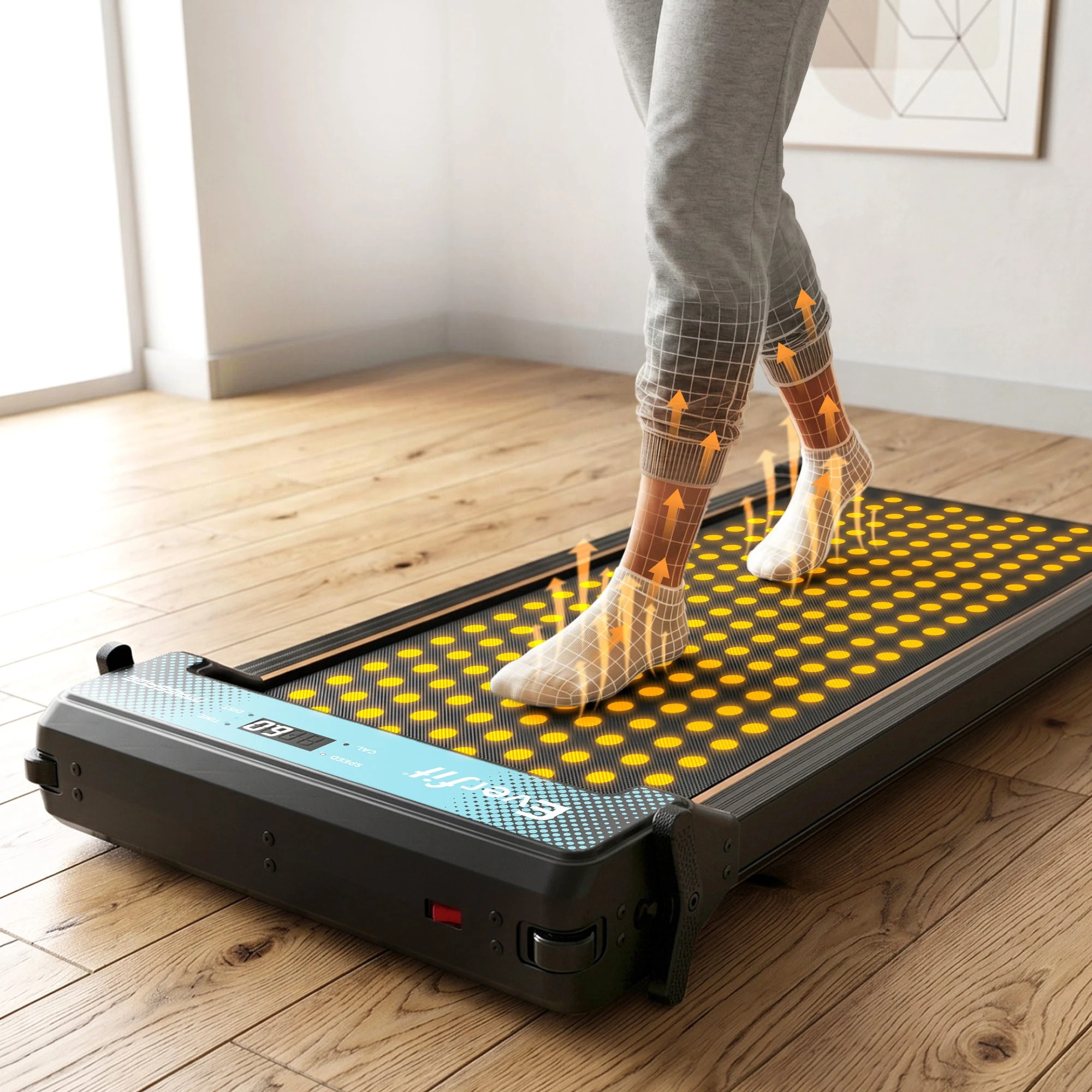 3 Everfit 2 in 1 Walking Pad Treadmill, Dual-Sided Under Desk with Foot Massage & App Control for Home Gym - Black, 3 of 9