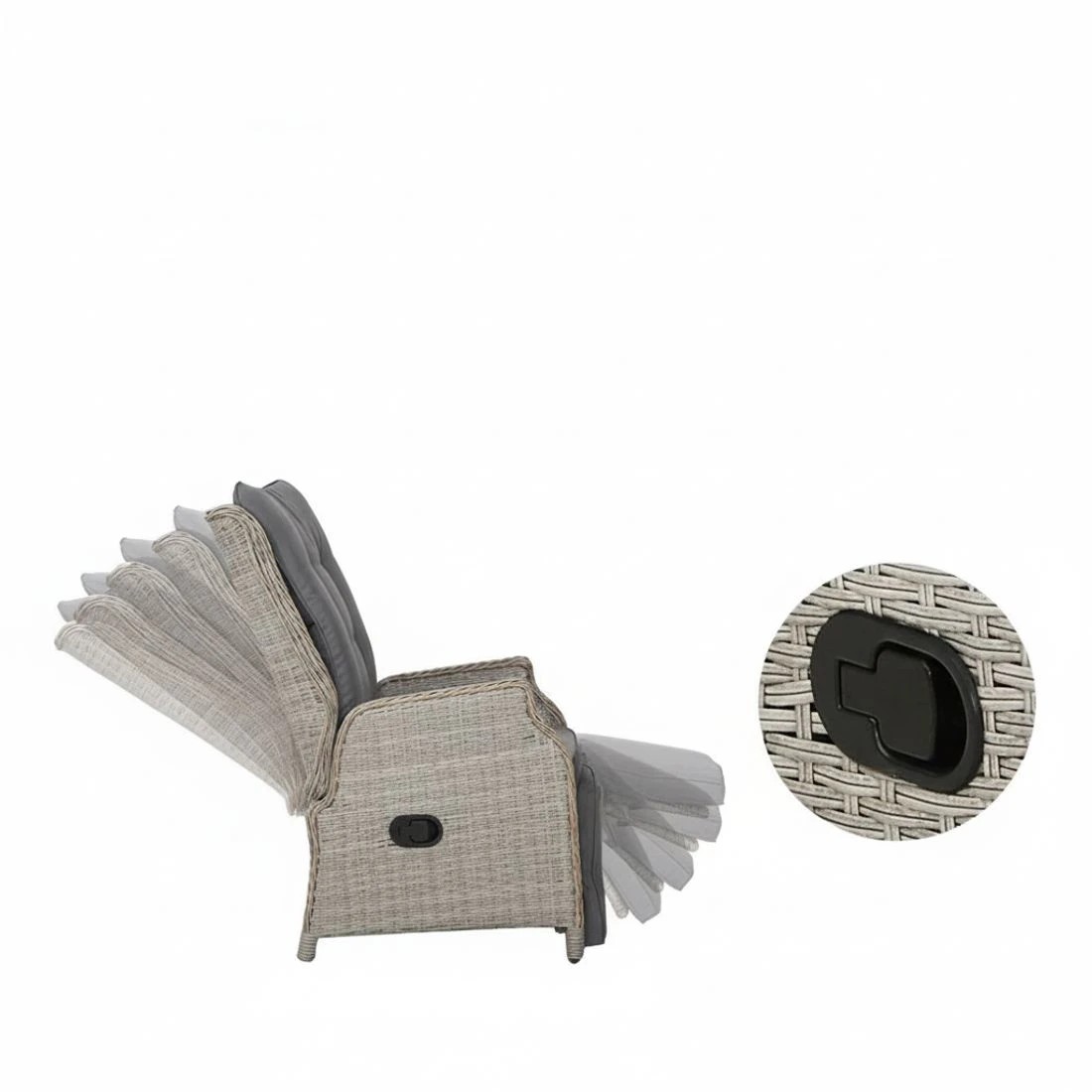 5 Gardeon 2PC Recliner Chairs Sun lounge Wicker Lounger Outdoor Furniture - Grey, 5 of 6