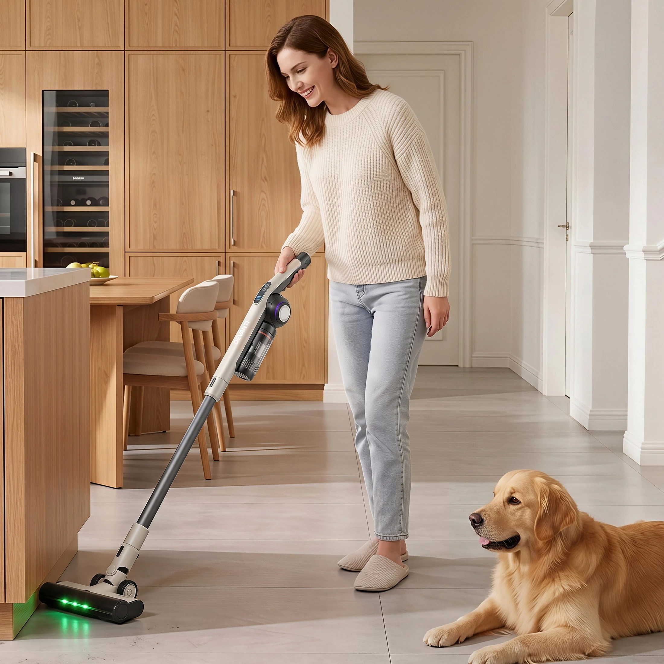 8 Devanti Cordless Vacuum Cleaner with Auto-Empty Dust Station, 18kPa Powerful Suction - Brown, 8 of 10
