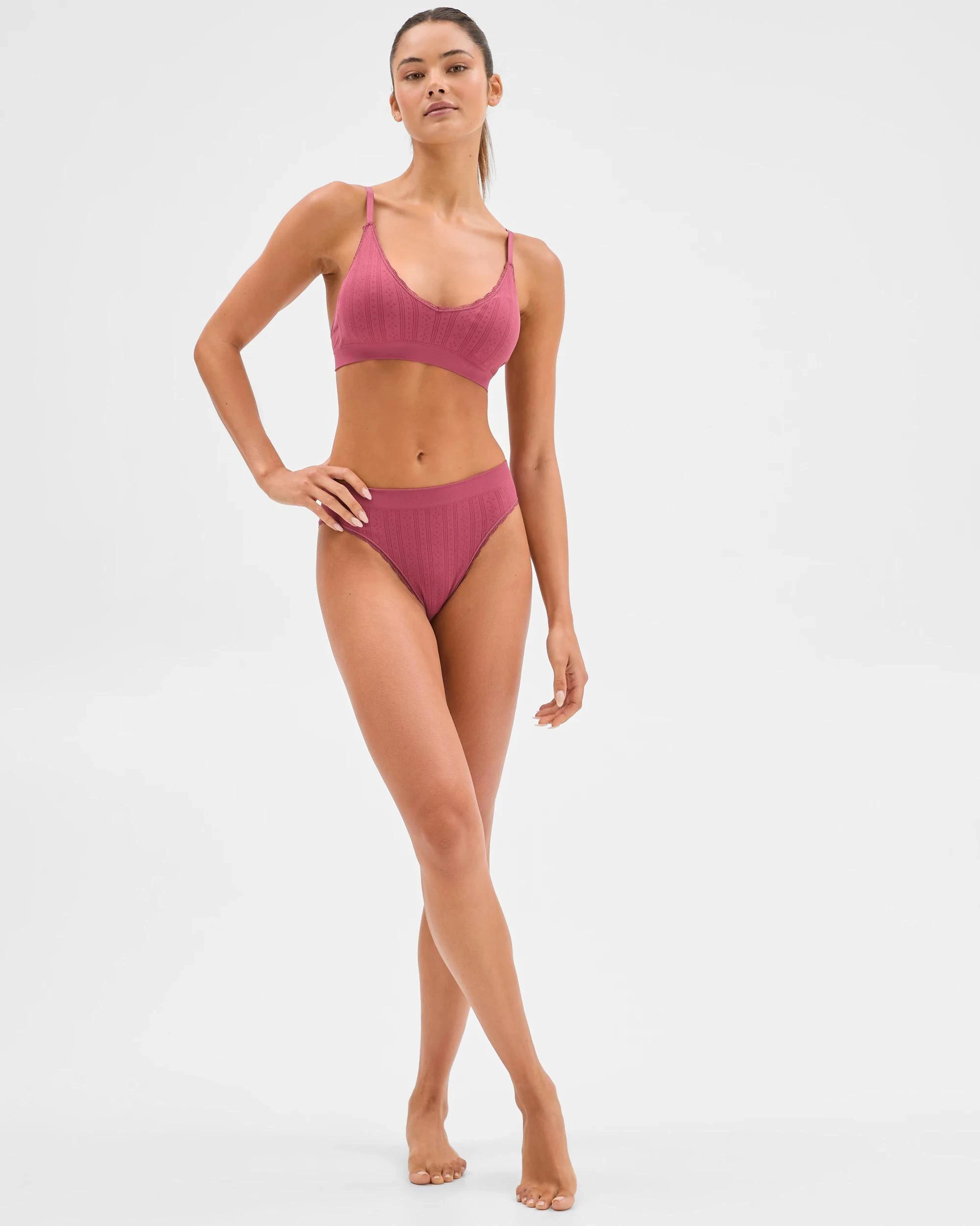 2 Lily Loves Pointelle High Waist Bikini Briefs RED, 2 of 5
