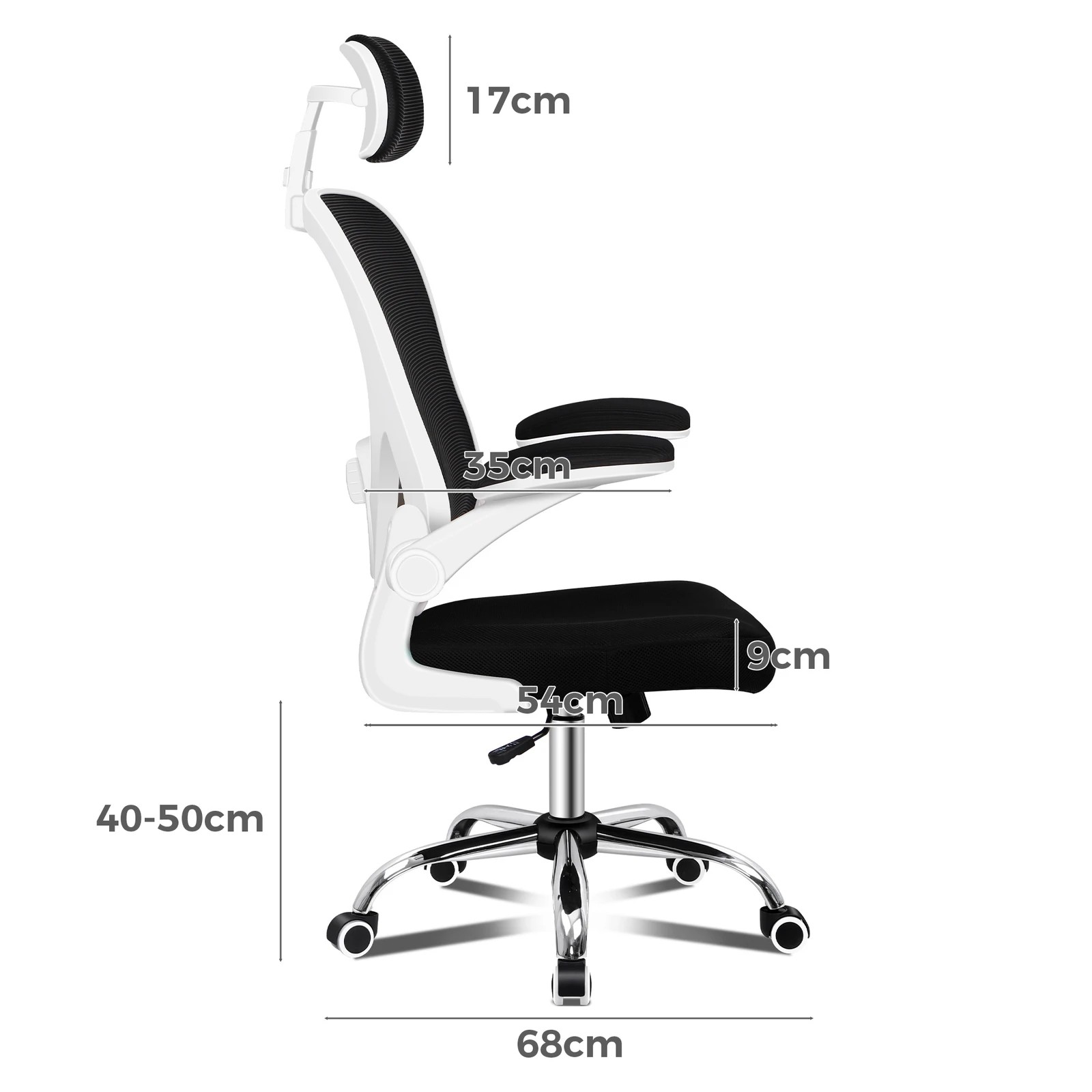 7 Alfordson Mesh Office Chair Executive Computer Gaming Fabric Seat - Black White, 7 of 10