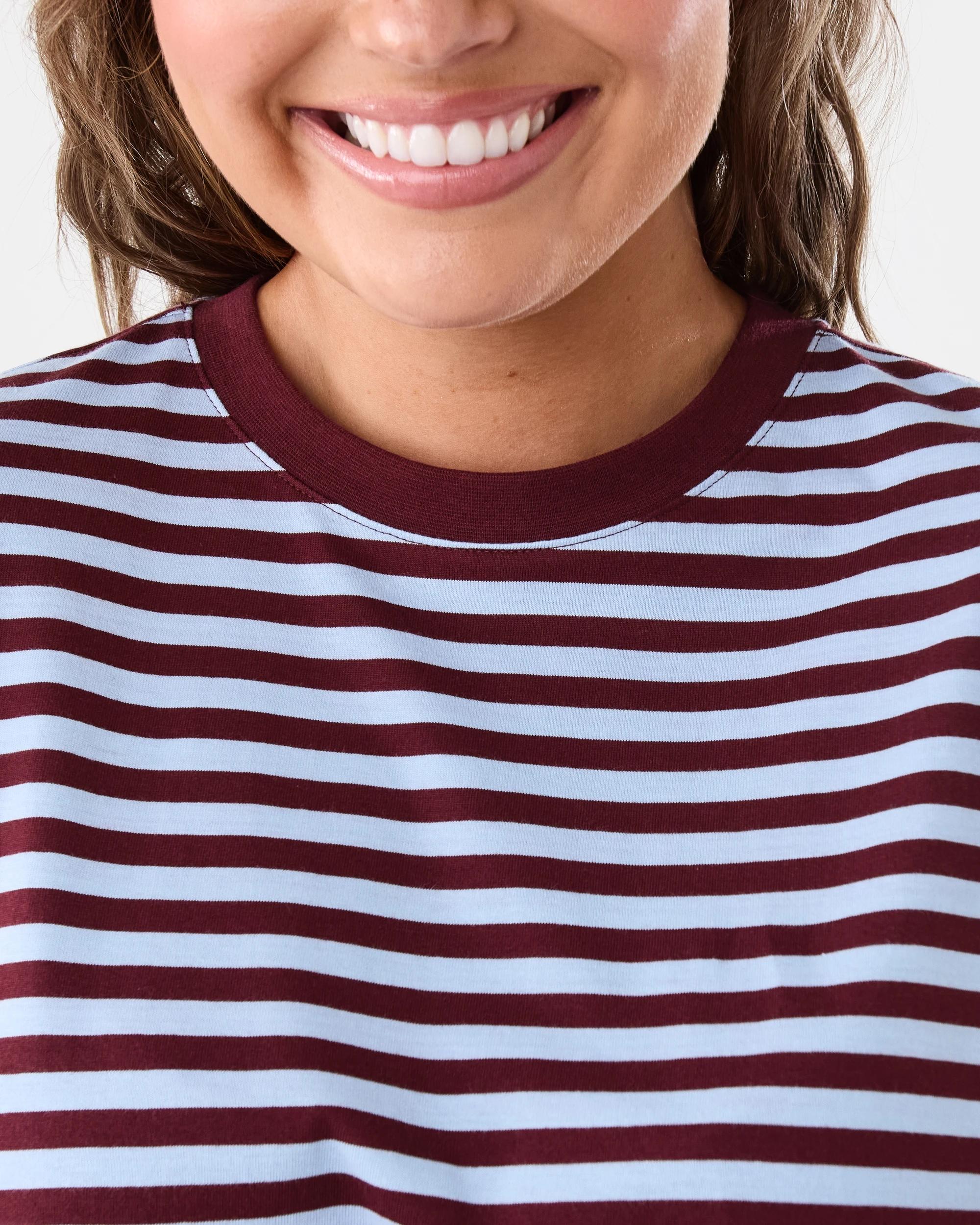 5 Long Sleeve Oversized Boyfriend Print T-shirt Blue Strp, 5 of 6