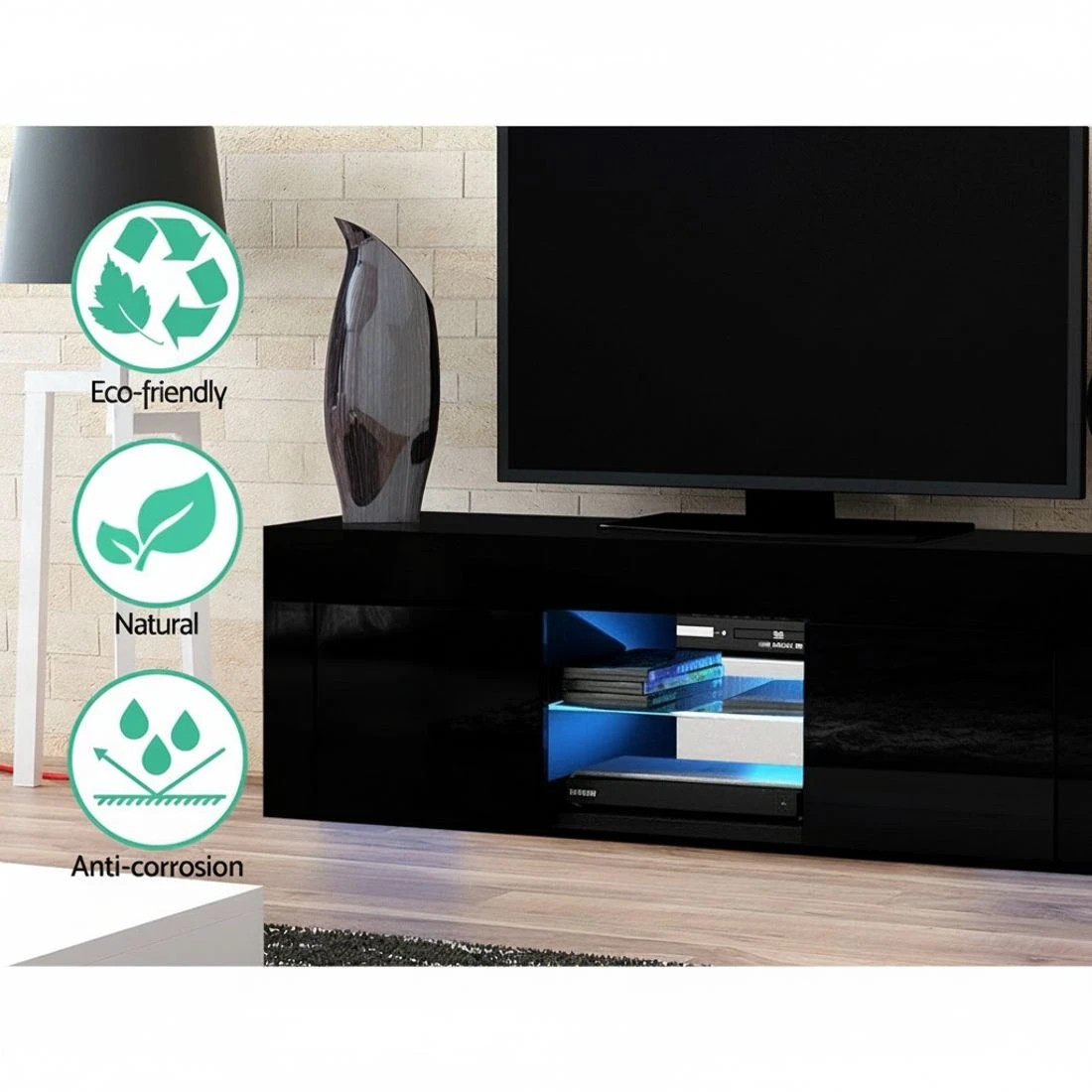 6 Artiss Entertainment Unit TV Cabinet LED 130cm Angus - Black, 6 of 8
