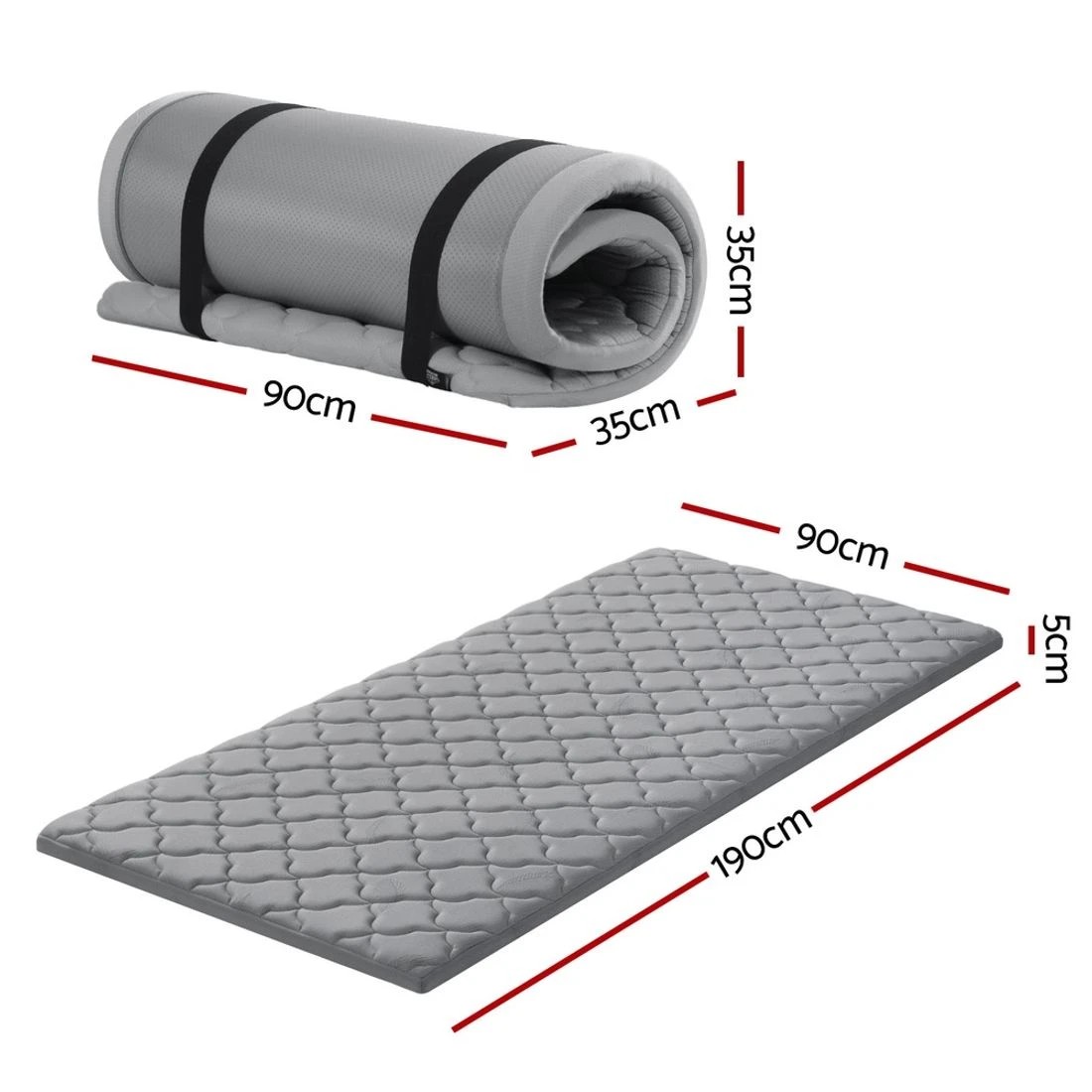 2 Giselle Bedding Single Foldable Mattress Camping Mat - Grey, 2 of 5