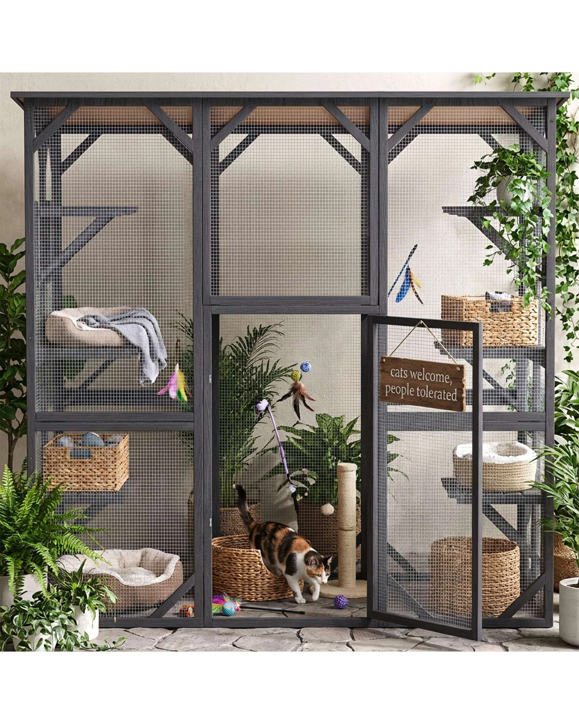 8 Advwin Extra Large Wooden Cat Cage Pet Cat Bird Shelter Condo Kitten Cage House, 8 of 9