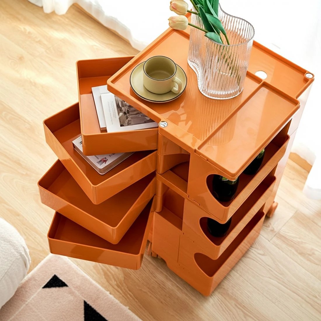 5 Artiss Storage Trolley Bedside Table 5 Tier Cart Boby Replica - Orange, 5 of 9