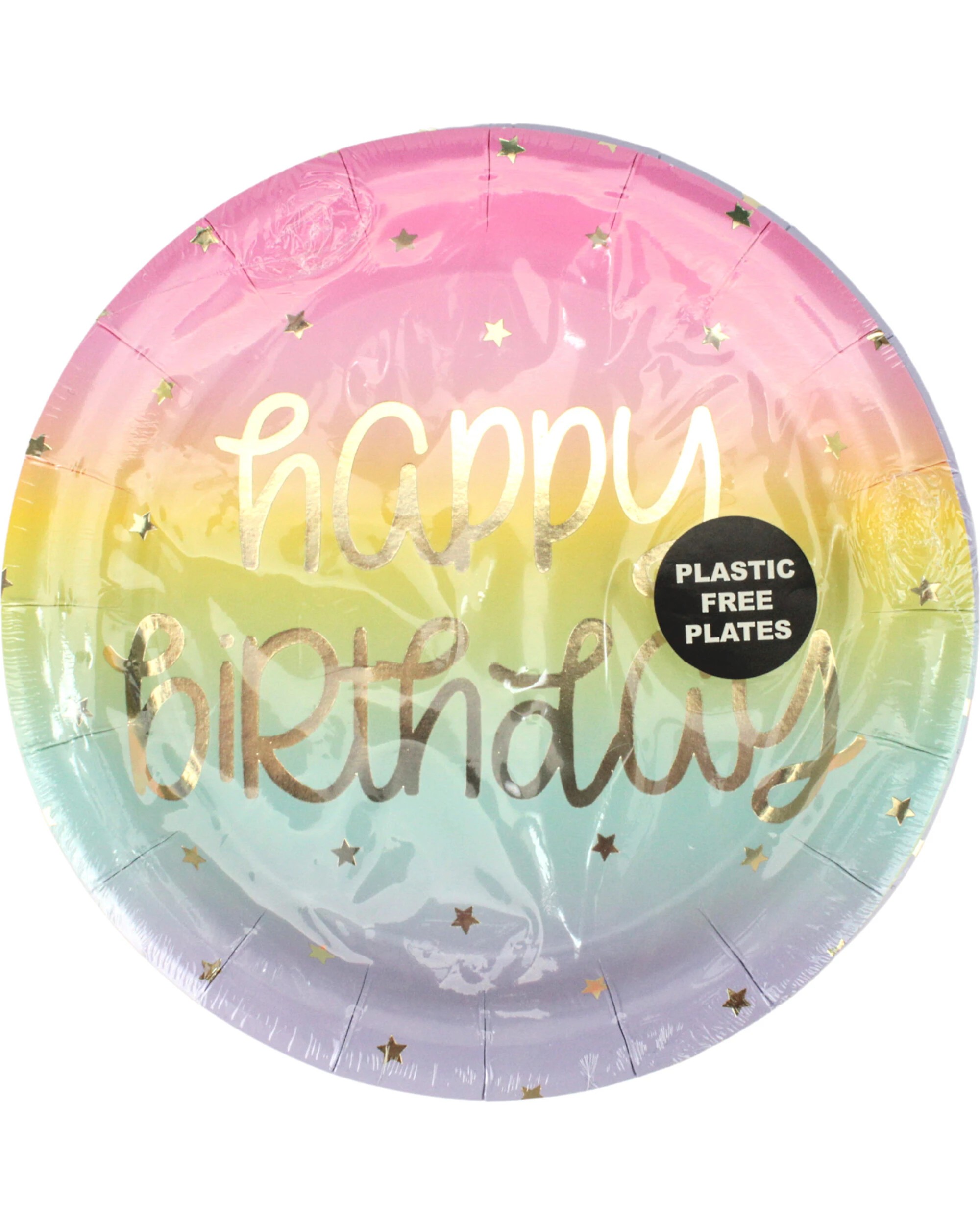 2 Meteor Rainbow Stars Happy Birthday Small Paper Plates Pack of 8 - Multi, 2 of 3