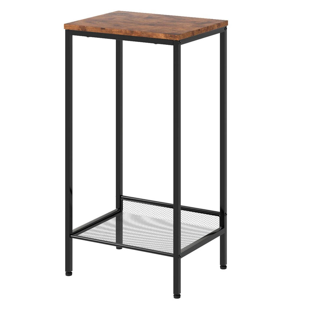 1 Levede 2-Tier Industrial Tall Bedside Table in Brown Colour, 1 of 6