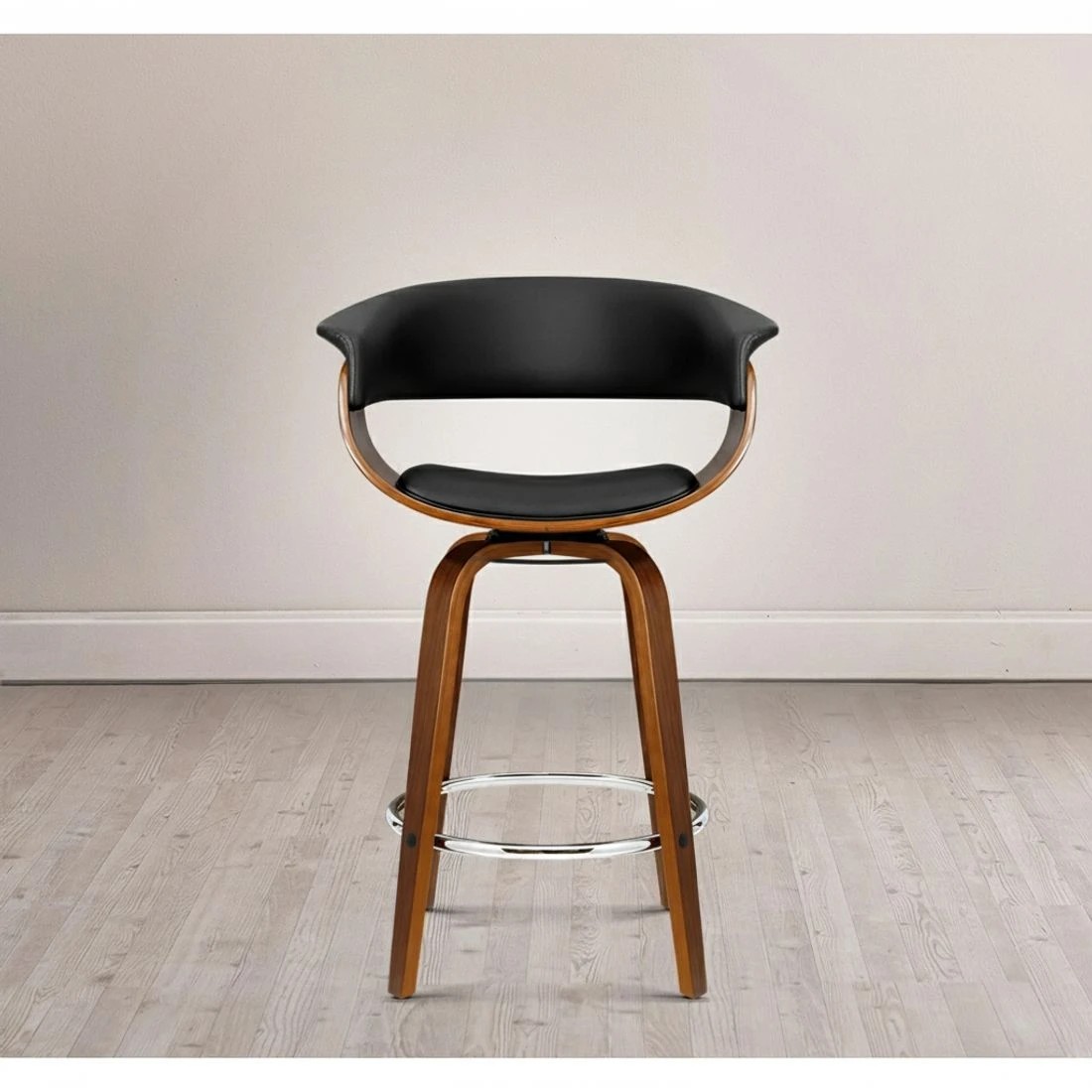 7 Artiss 4x Bar Stools Swivel PU Seat Wooden - Black, 7 of 7