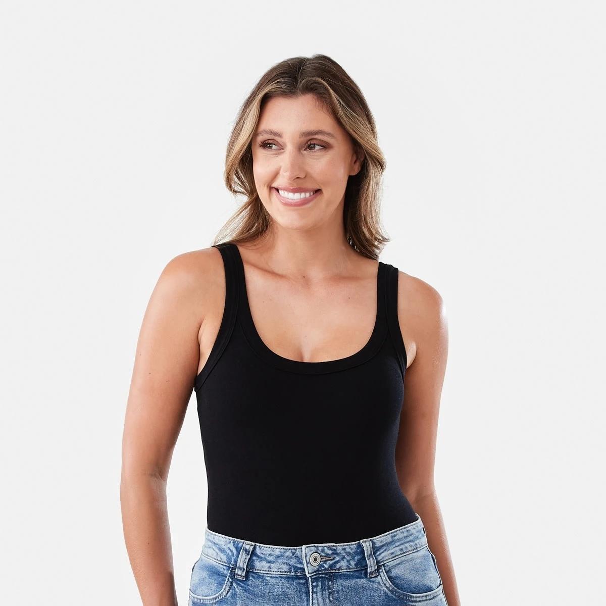 1 Sleeveless Soft Rib Bodysuit Black, 1 of 6