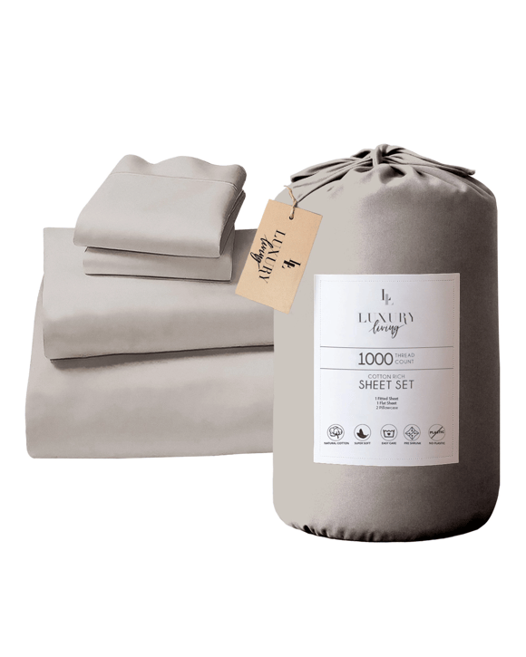 4pc 1000 Thread Count Cotton Rich Sheet Gift Pack Cvc Microfibre Blend In Silver
 - King Bed
