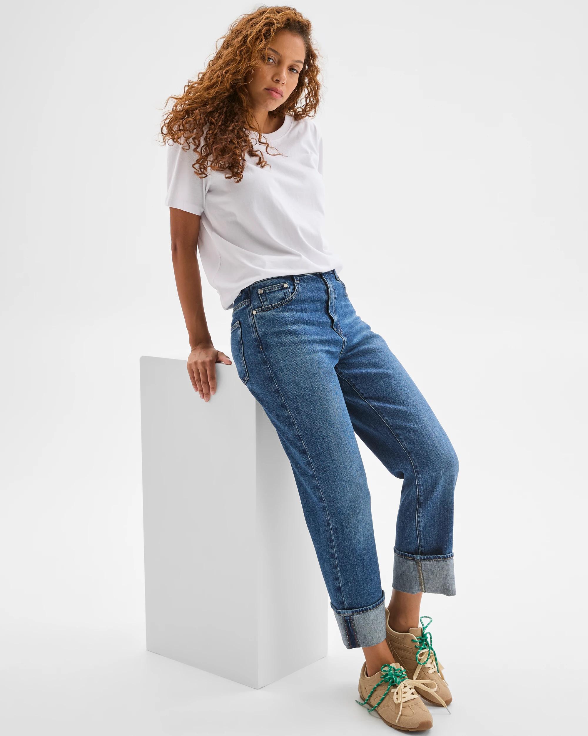 6 Target Denim Straight Leg 90's Turn Up Denim Jeans DARK WORN, 6 of 7