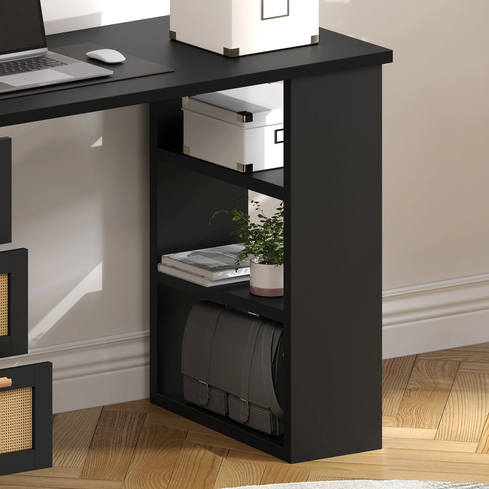 6 Alfordson Computer Desk Drawers Office Laptop PC Study Table Shelf - Black, 6 of 10