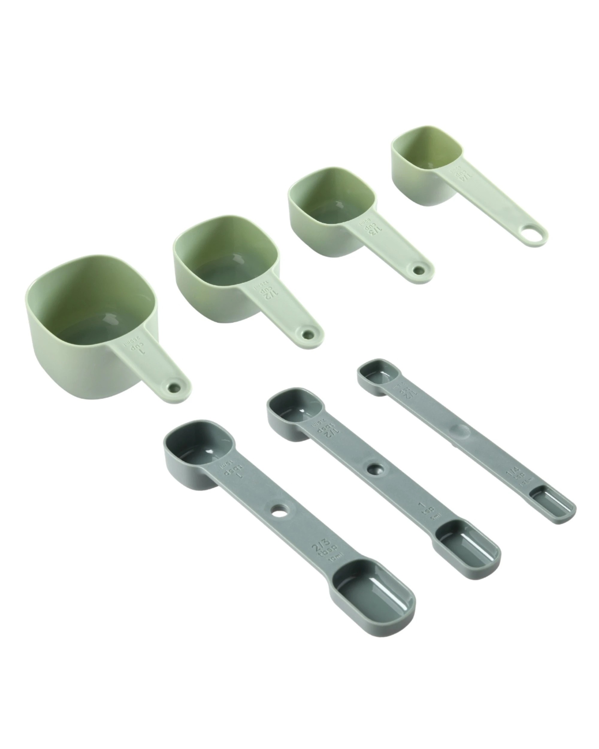 1 Gourmet Kitchen Modern Nesting Measuring Cup & Spoon Bundle - Green, 1 of 8
