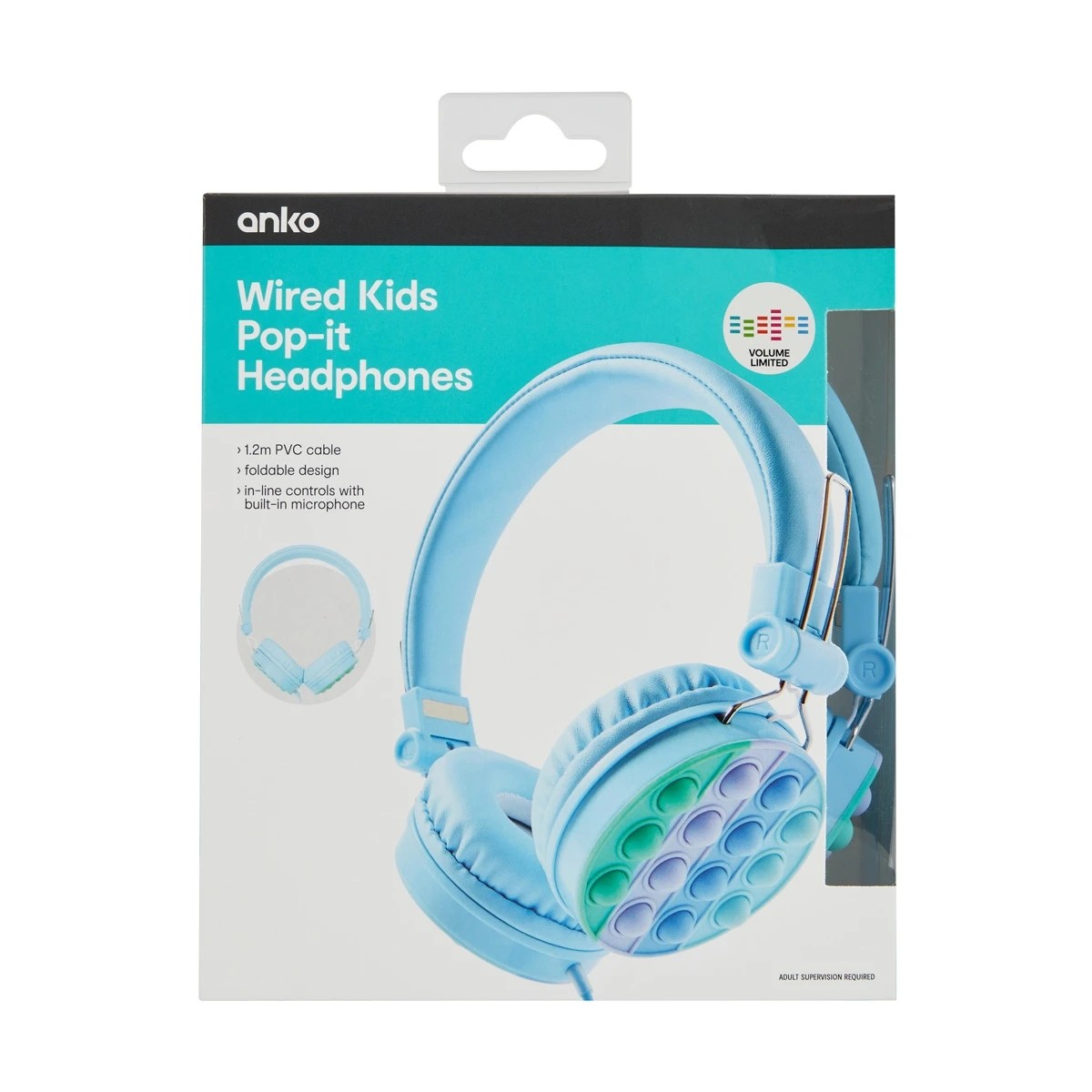 9 Wired Kids Pop-it Headphones - Blue, 9 of 10