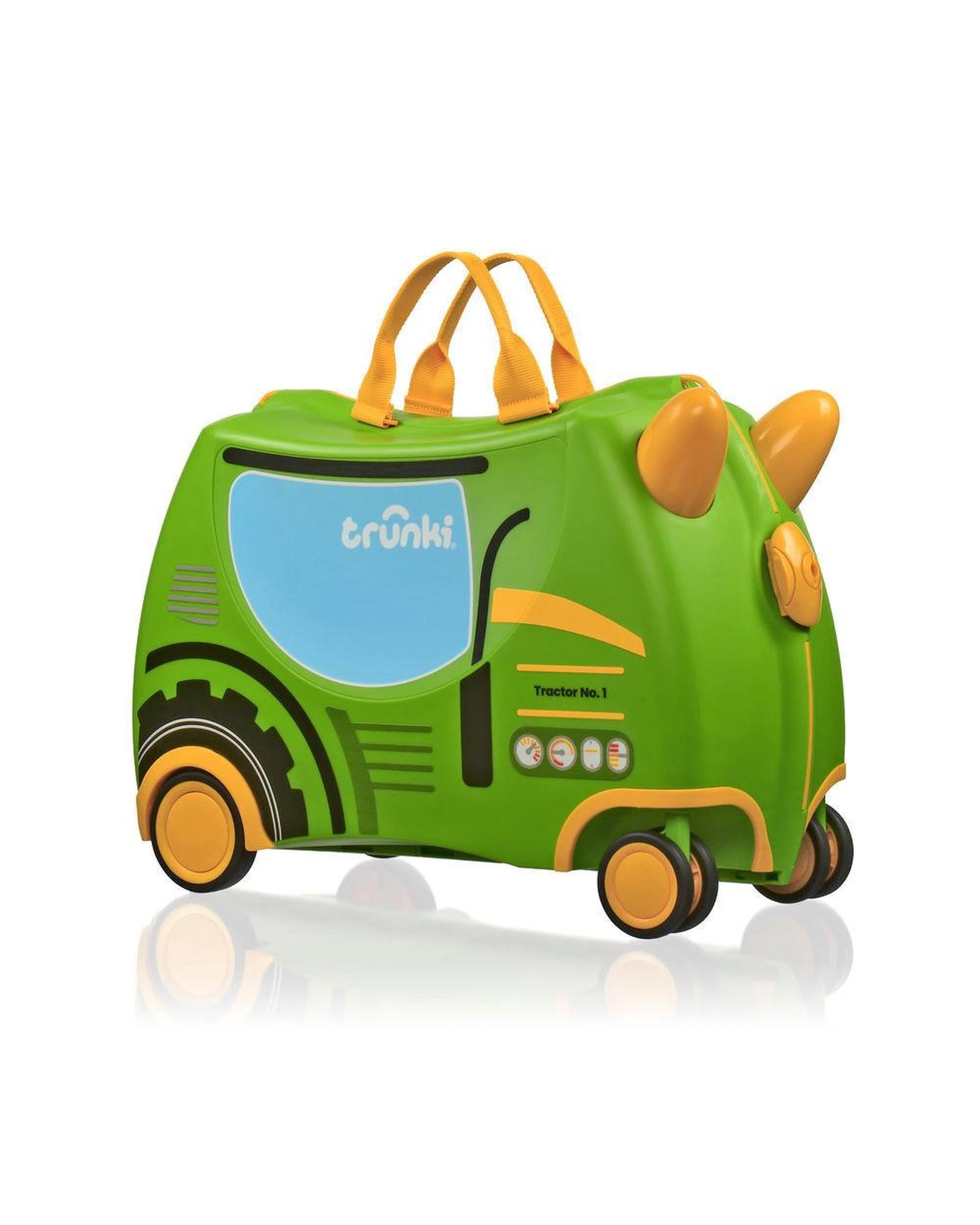 1 Trunki Glide Ride on Luggage Kids Suitcase Toy Box Tommy the Tractor, 1 of 7