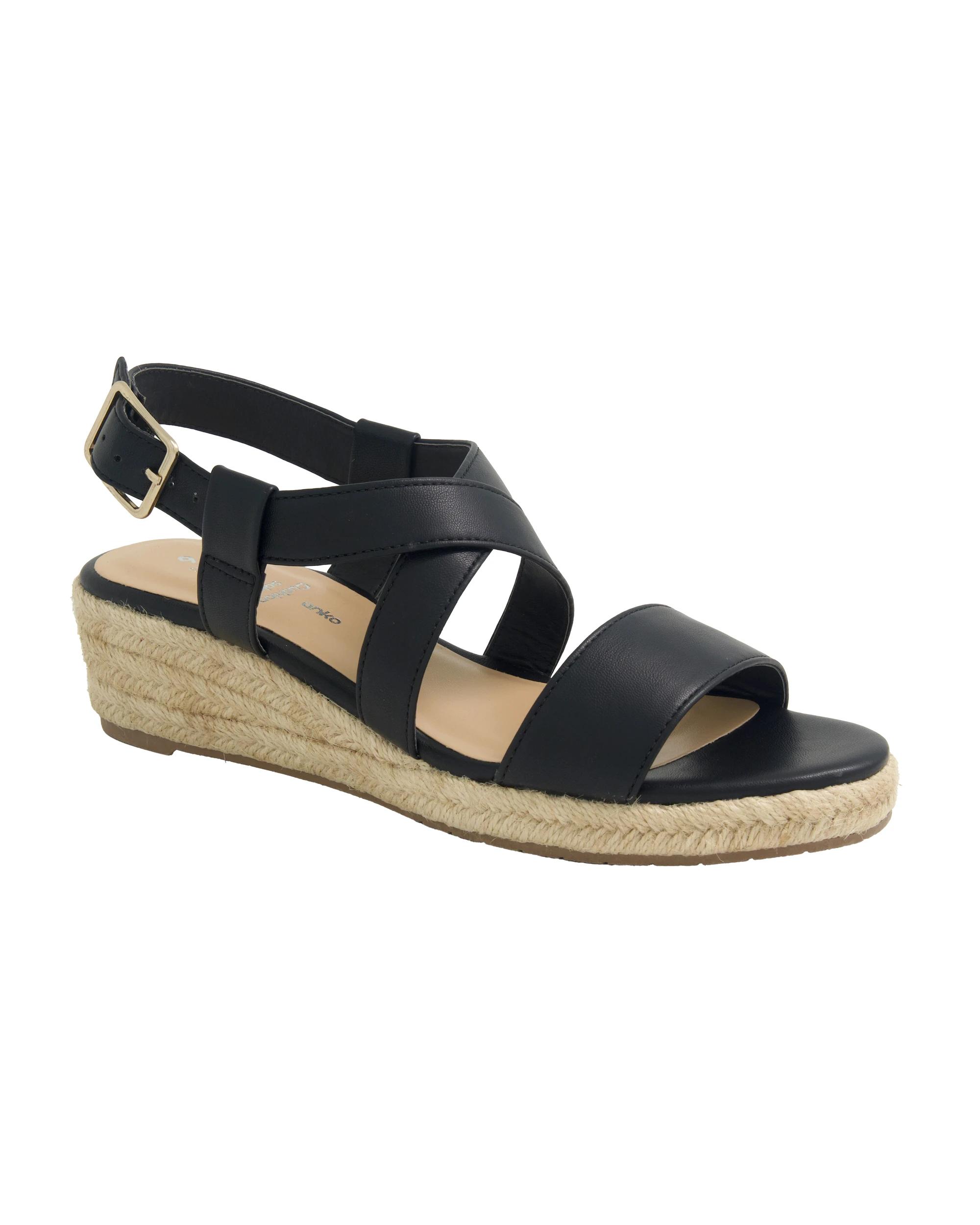 2 Low Espadrille Wedge Heels Black, 2 of 5