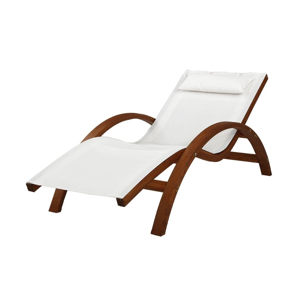 1 Gardeon Sun Lounge Outdoor Furniture Timber Armchair Wooden - Natural, 1 of 5