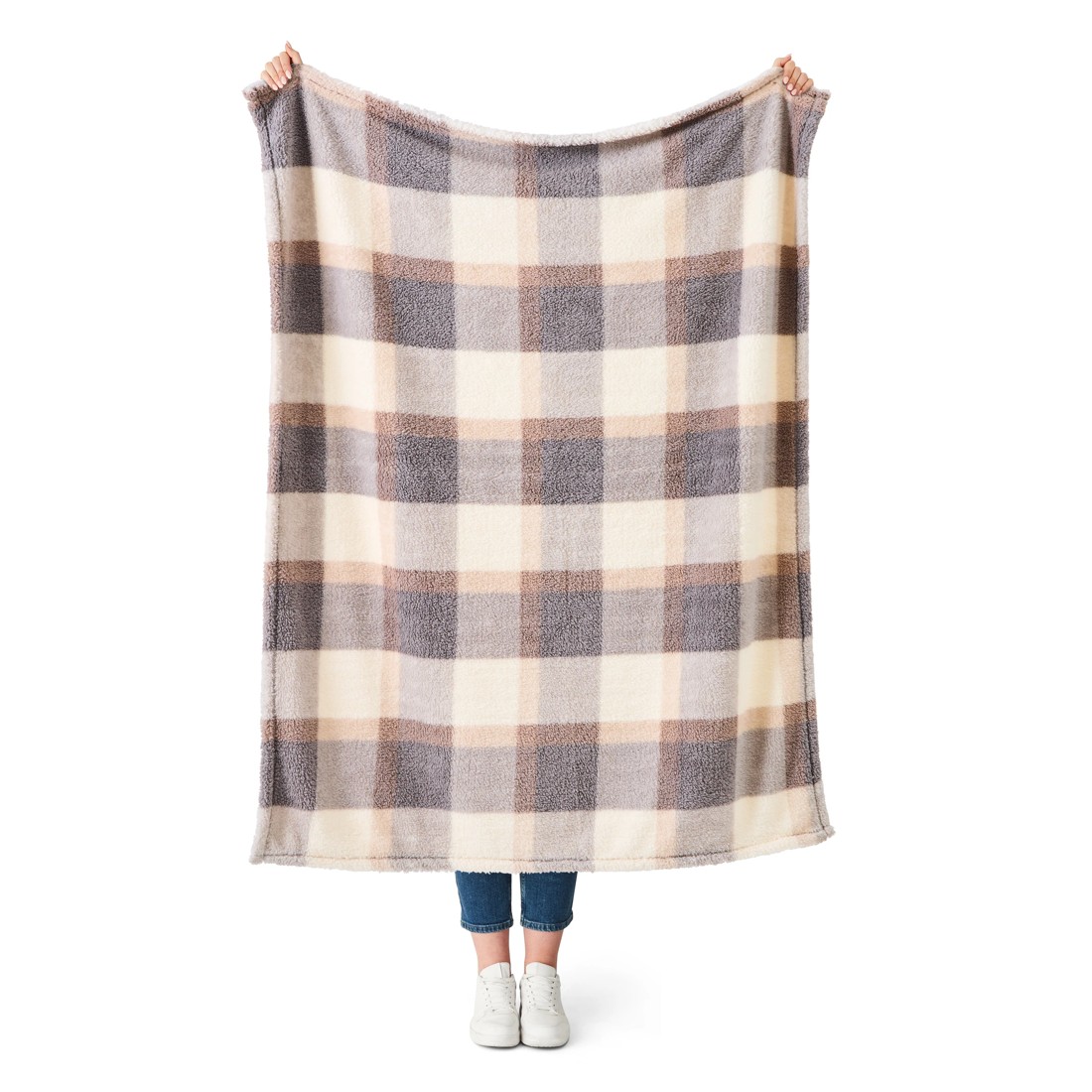 2 Check Teddy Fleece Throw - Grey, 2 of 6