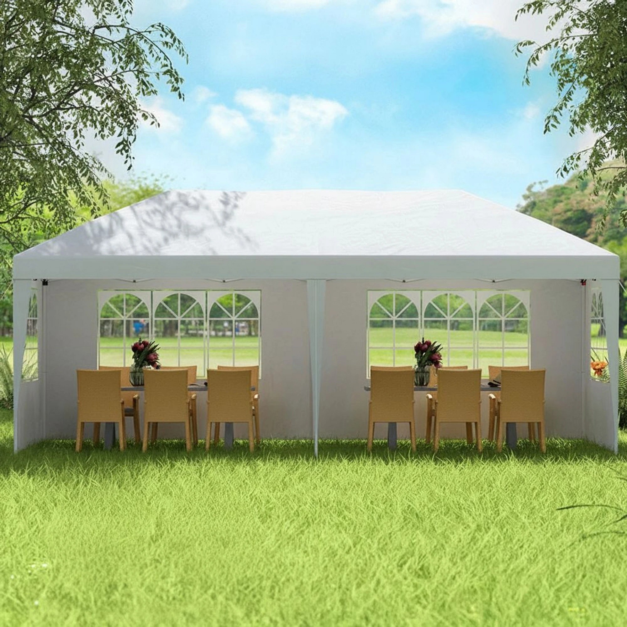 5 Instahut Gazebo Pop Up Marquee  Wedding Party Outdoor Camping Tent Canopy Side Wall - White, 5 of 7