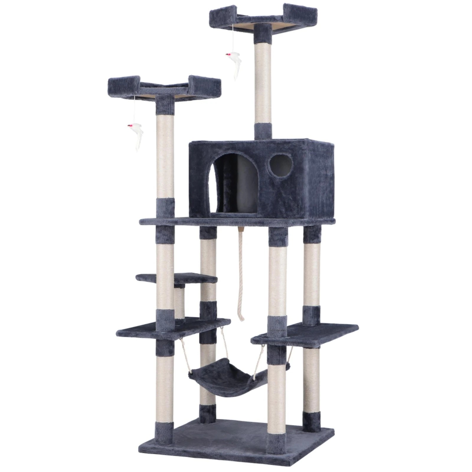 1 Beastie Cat Tree Scratching Post Scratcher Tower Condo House Furniture Wood 184cm - Grey, 1 of 5