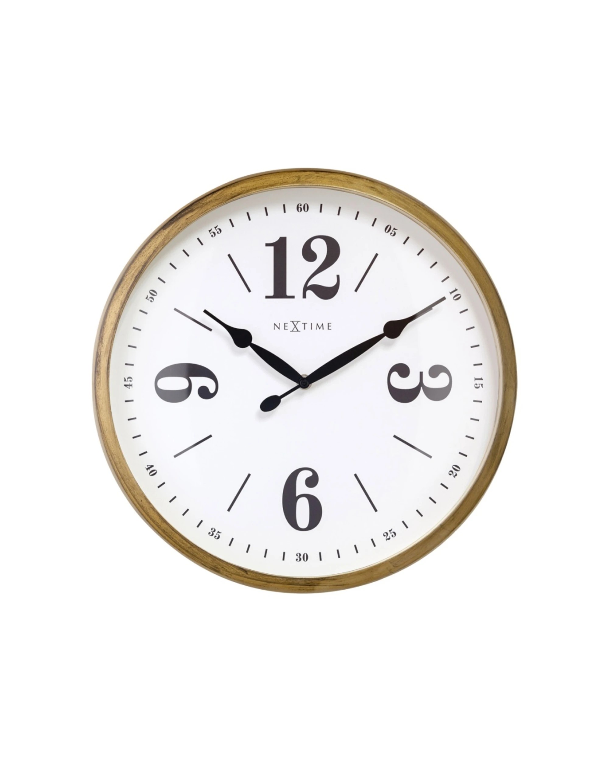 1 NeXtime Classic Wall Clock Silent Sweep Vintage Look Metal Case 39cm - Gold, 1 of 5