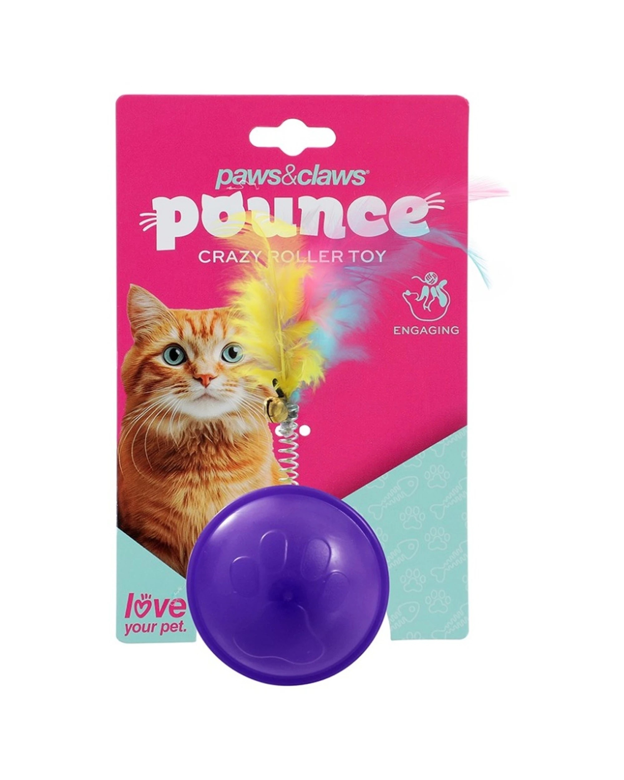 2 Paws & Claws 6PK Pounce Crazy Rolling Pet Cat Toy 10x4cm - Assorted, 2 of 7