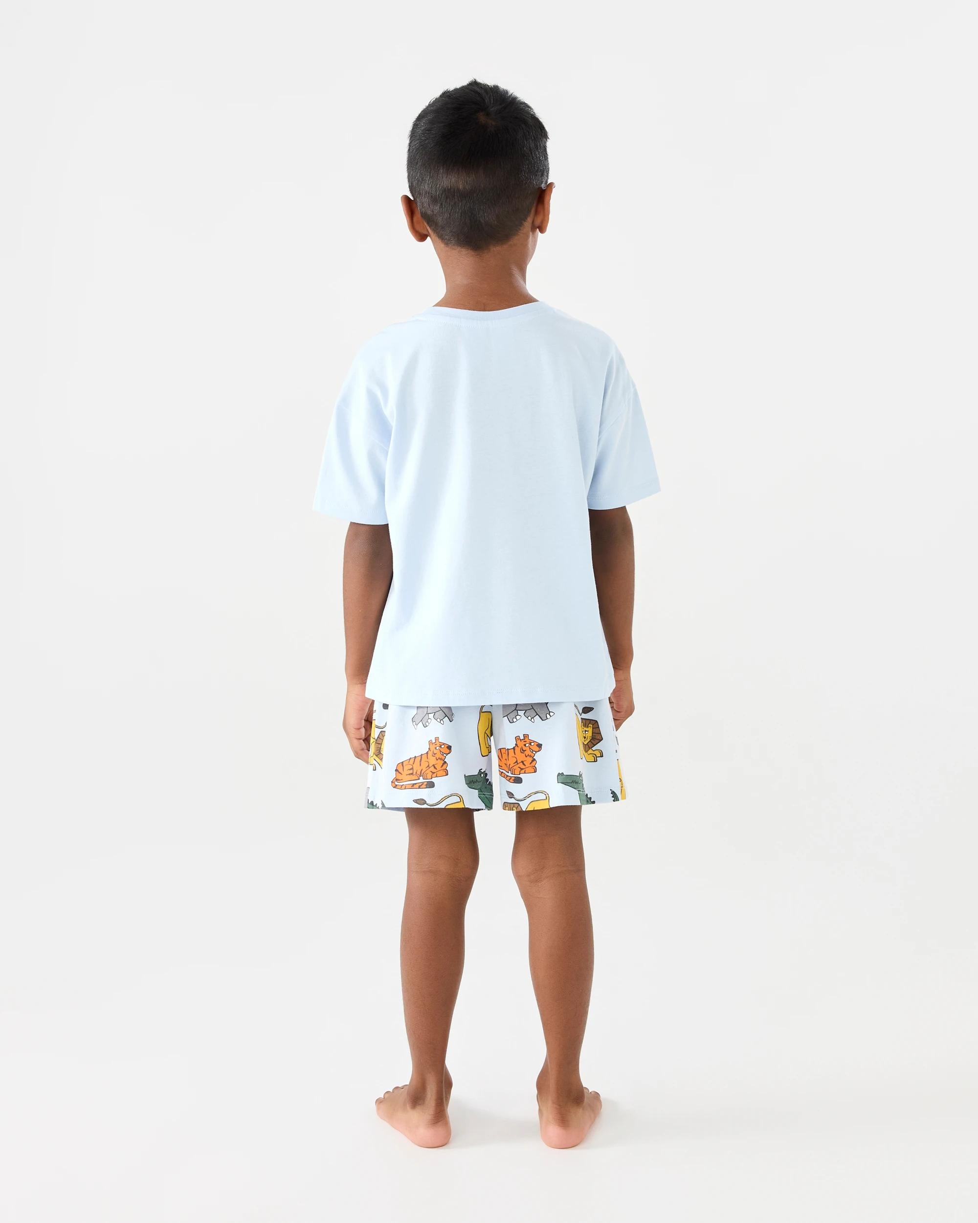 8 Short Sleeve Jersey Pyjama Set Blu Animal, 8 of 8