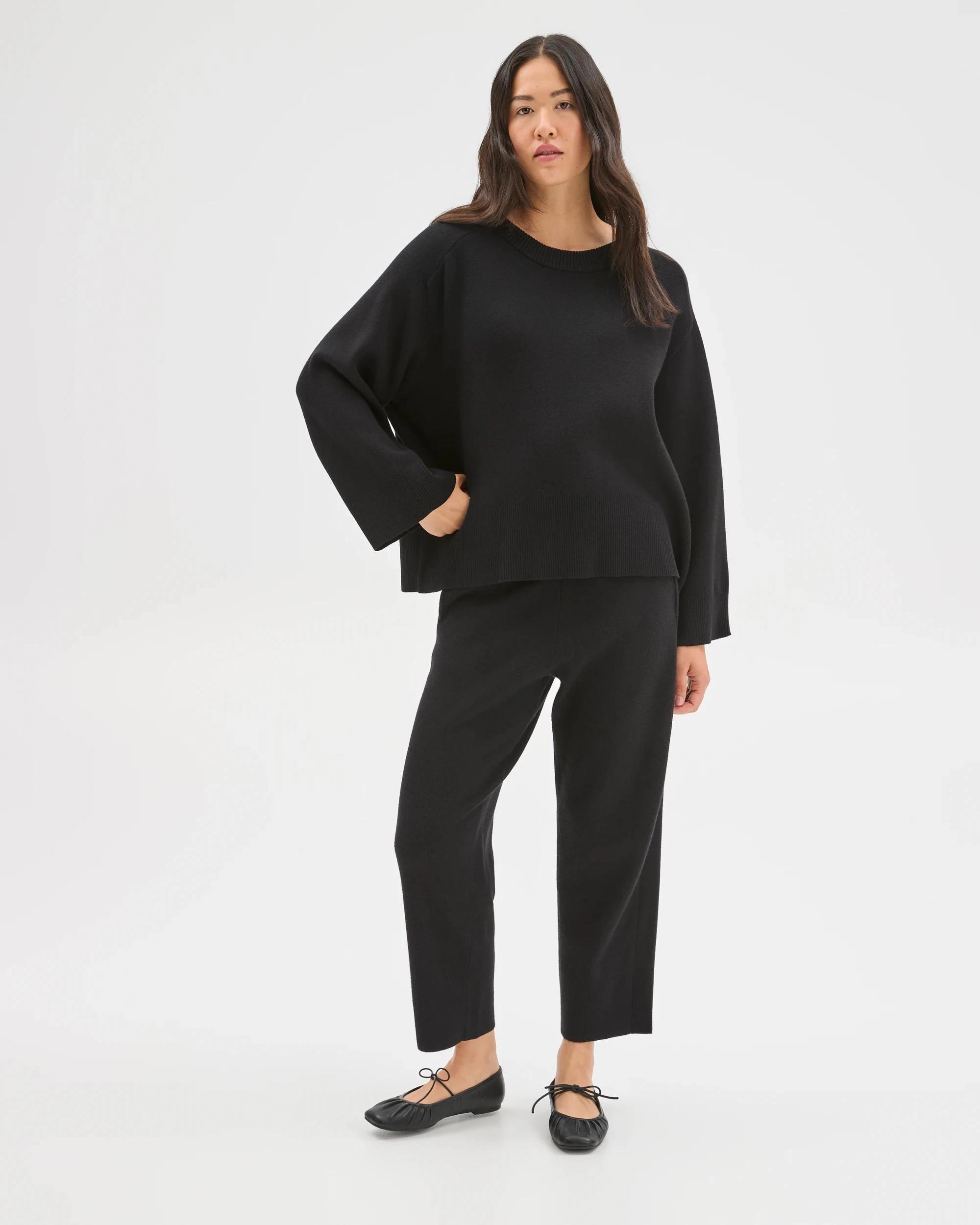 1 Target Woman Clean Knit Crew Neck Sweater BLACK, 1 of 6