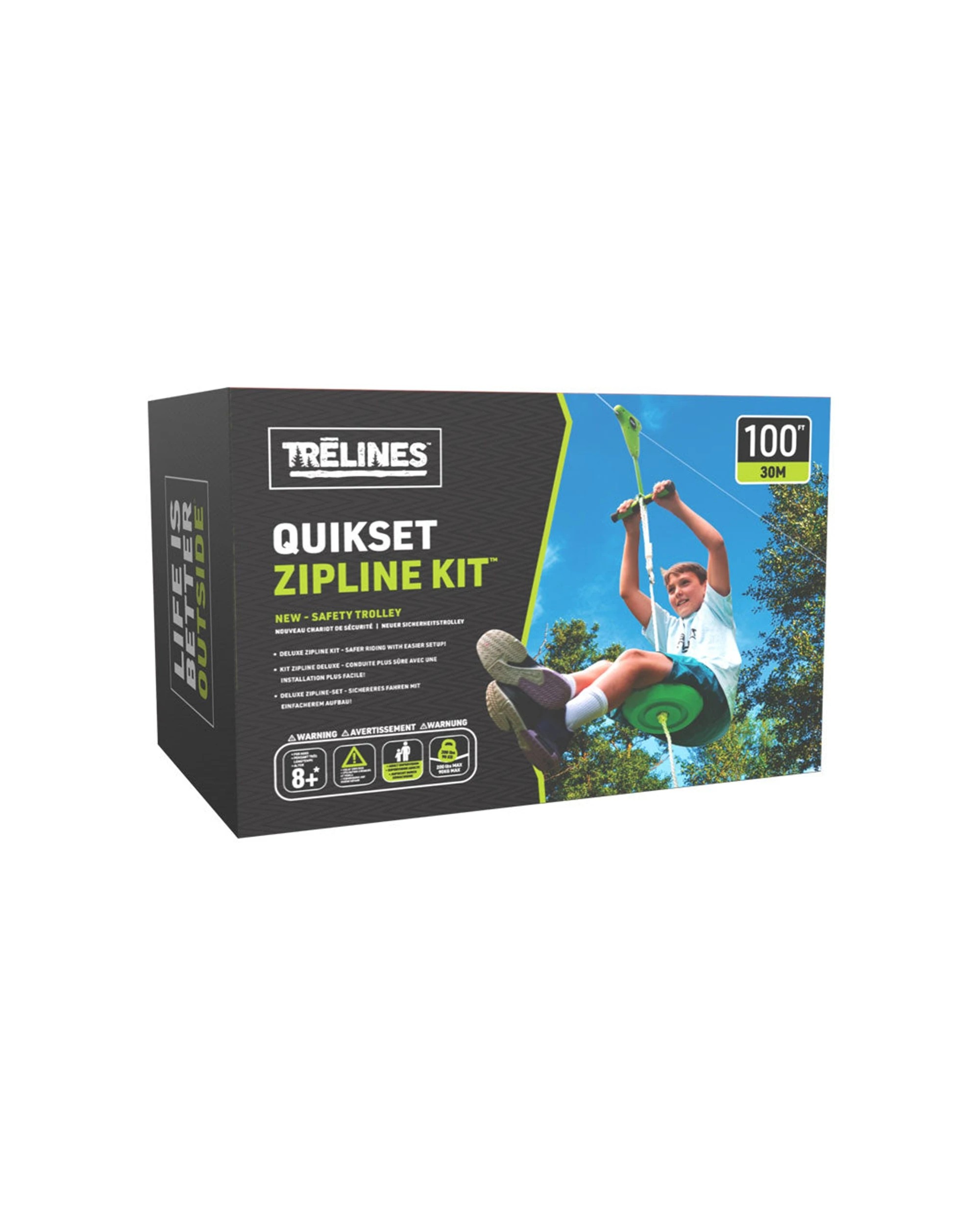 2 Trelines Kids Zipline Brake Quick Setup Deluxe Safety Trolley With Spring Brake - Green, 2 of 2