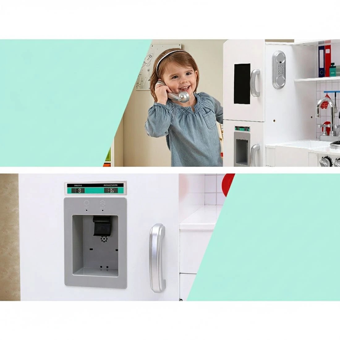 5 Keezi Kids Kitchen Play Set en Pretend Toys Cooking Children Storage - White, 5 of 6