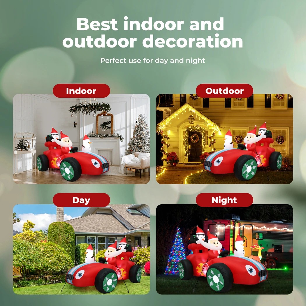 5 Santaco 2.4M Xmas Inflatable Decor Christmas Santa And Race Car, 5 of 6
