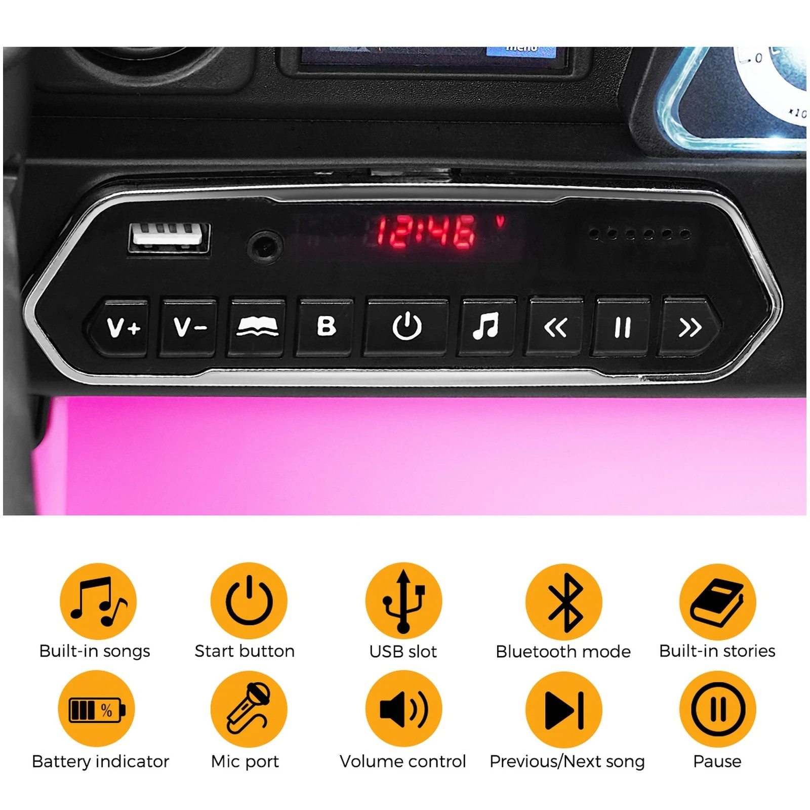 6 Mazam Ride On Car Kids Electric Jeep Bluetooth Light Music Remote Control
 - Pink, 6 of 10