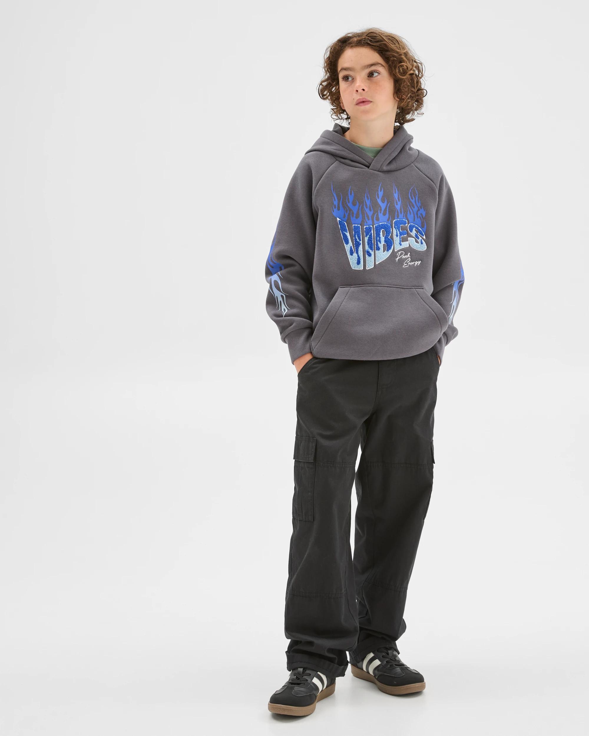 2 Target Kids Raglan Sleeve Heavyweight Popover Hoodie BLACK, 2 of 7