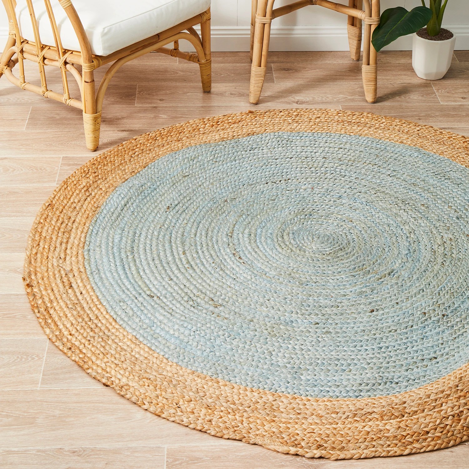 1 Common Ground Rugs Solace Polo 120x120cm - Small Round Handwoven Jute Rug - Silver, 1 of 6