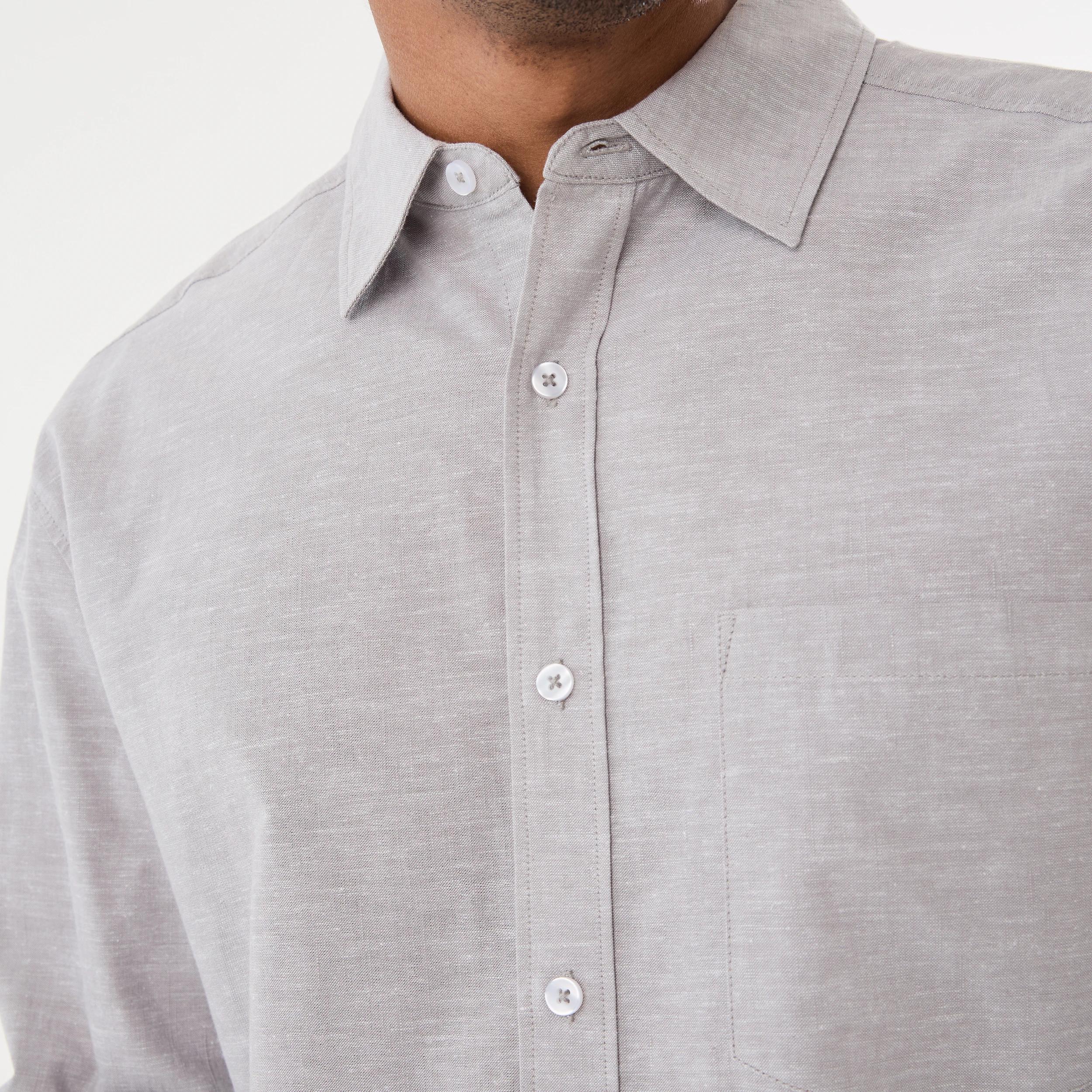 5 Long Sleeve Cotton Linen Shirt TITANIUM YD, 5 of 6